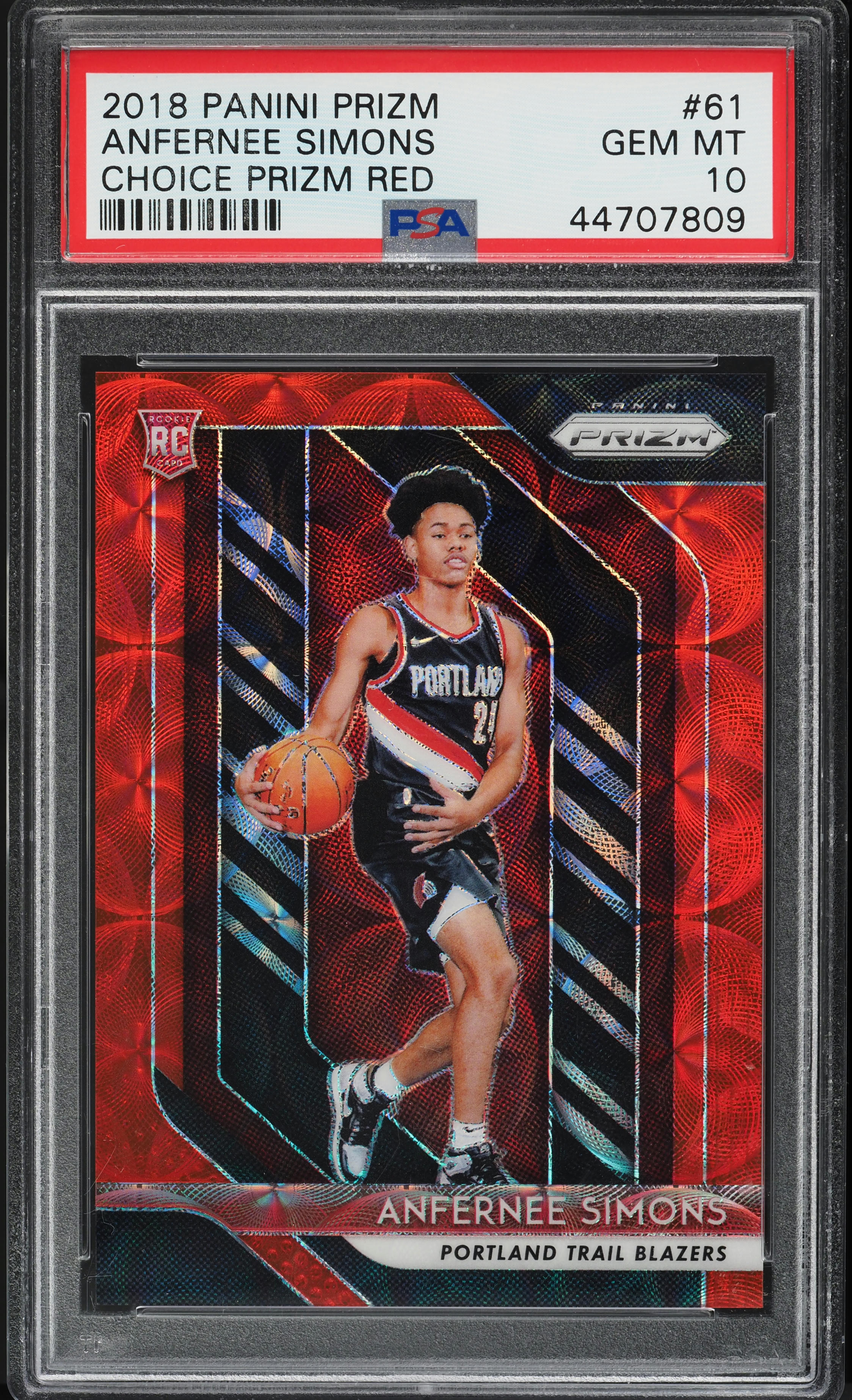 2018 Panini Prizm Choice Red Anfernee Simons ROOKIE /88 #61 PSA 10 GEM MINT