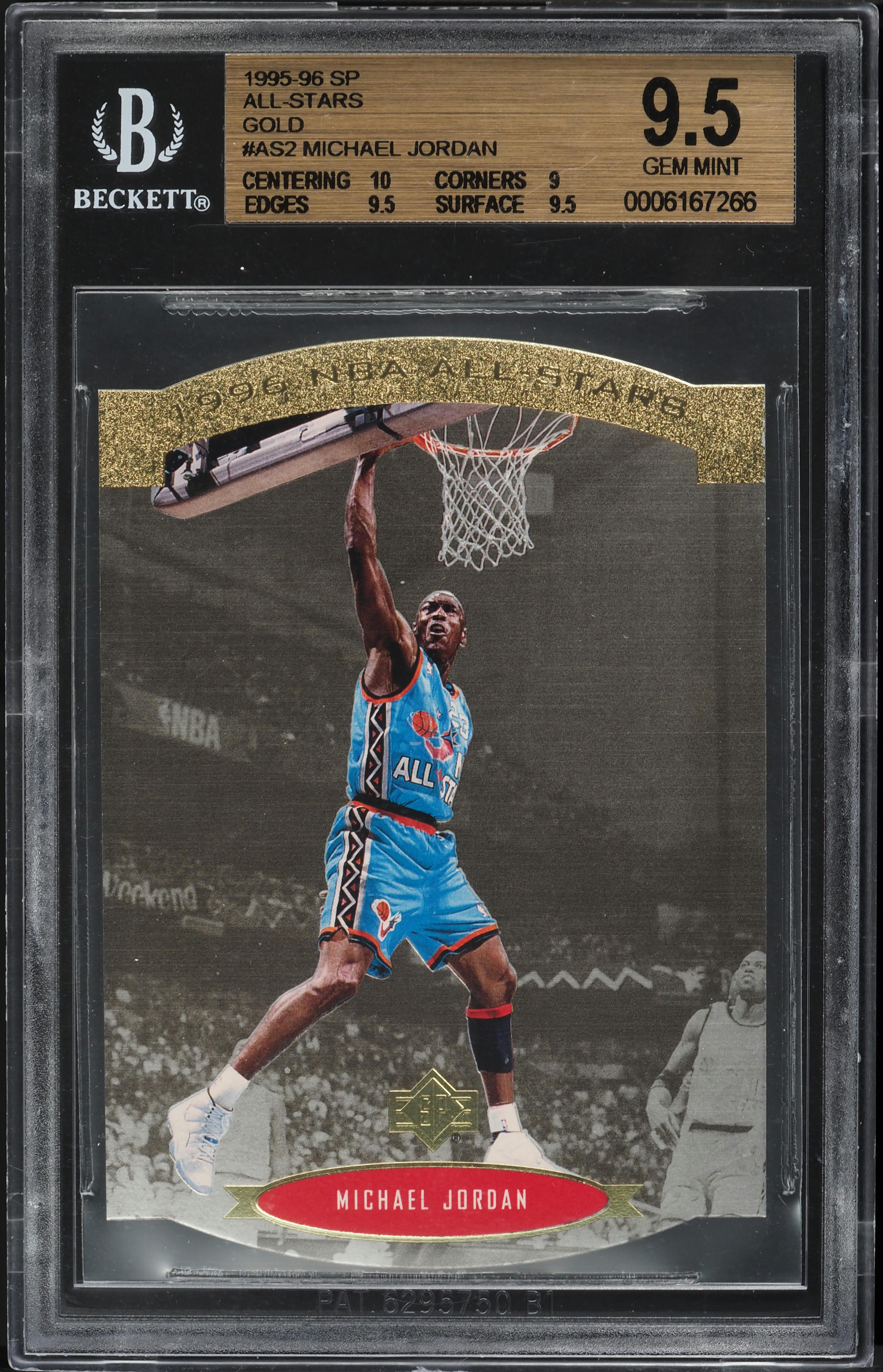 1995 SP All-Stars Gold Michael Jordan #AS2 BGS 9.5 GEM MINT
