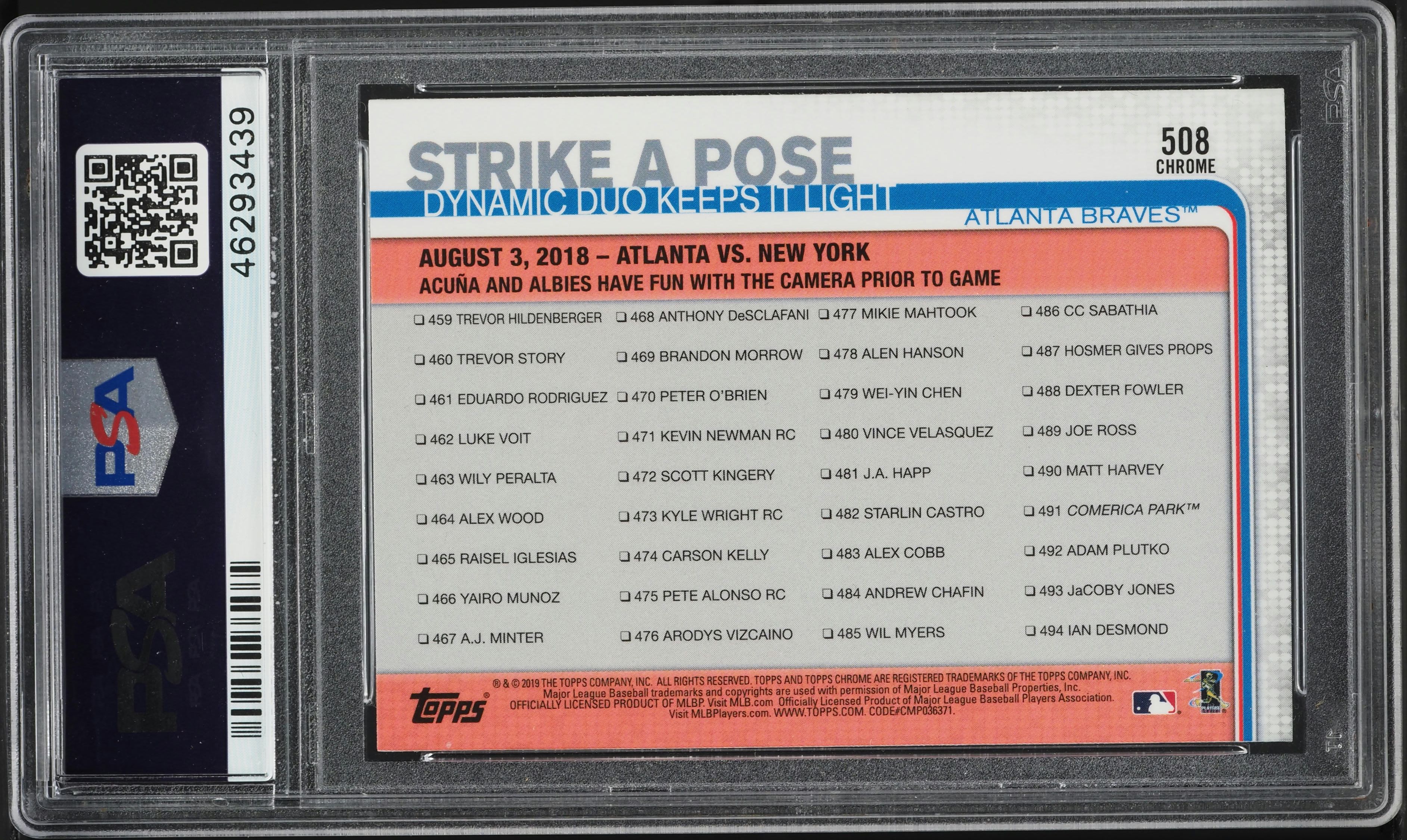 2019 Topps Chrome Sapphire Edition Strike a Pose #508 PSA 10 GEM MINT