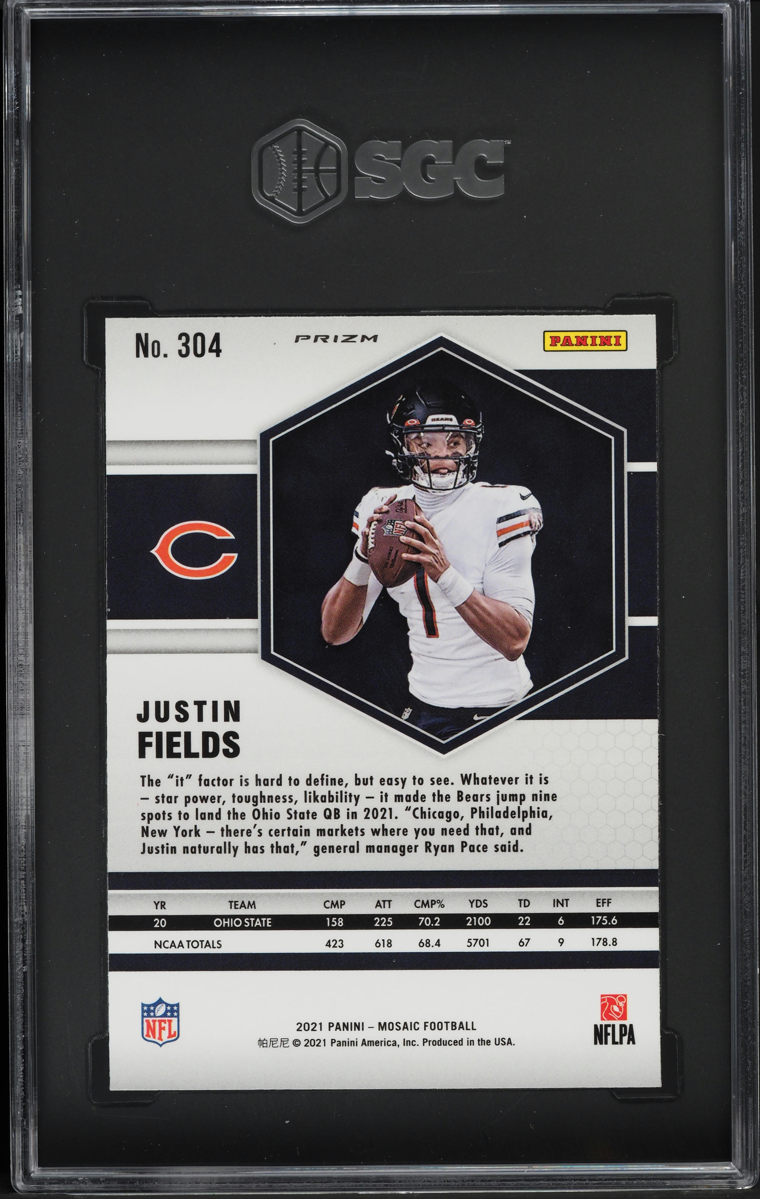 2021 Panini Mosaic Orange Reactive Justin Fields ROOKIE #304 SGC 9.5 MINT+