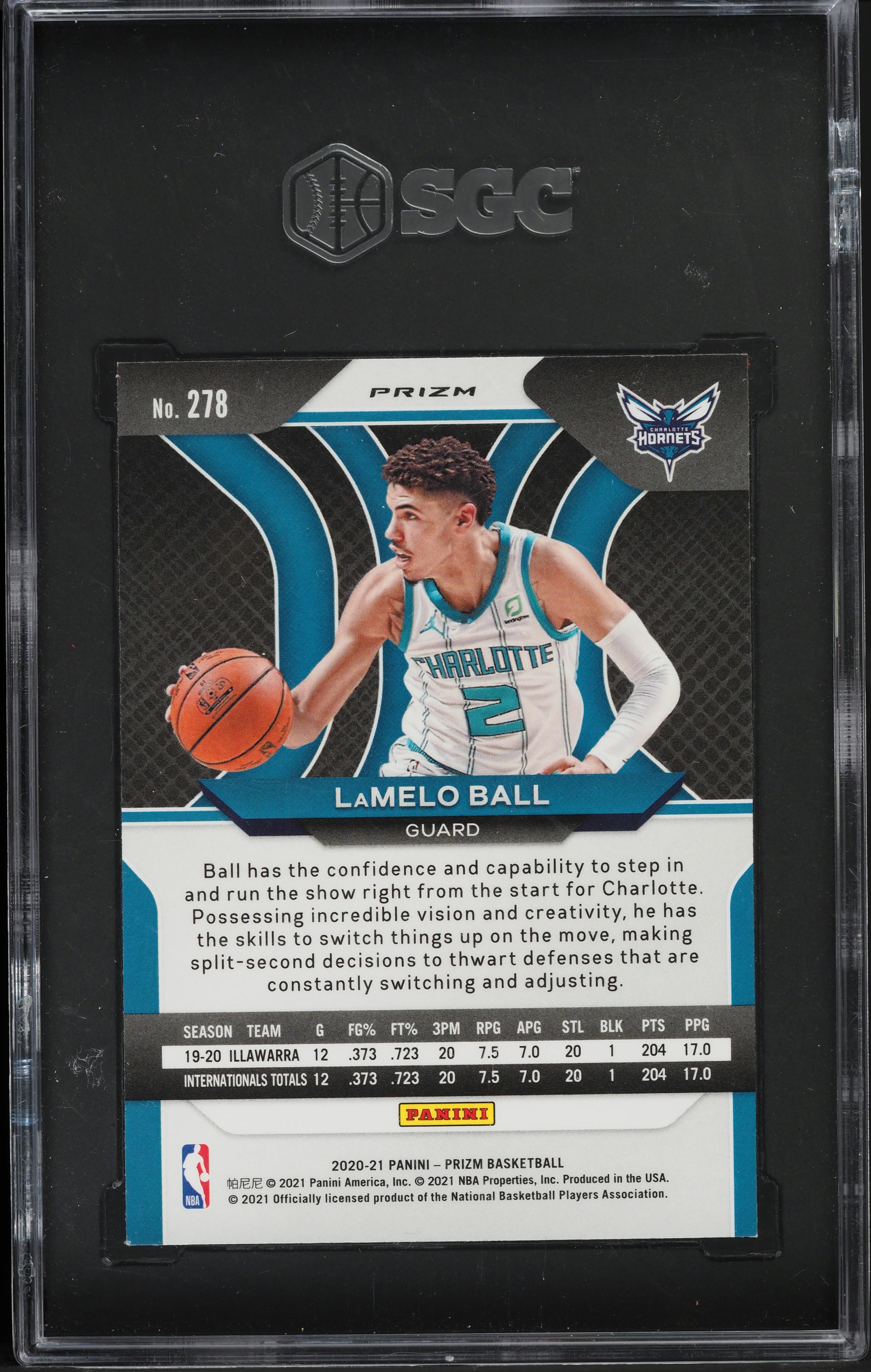 2020 Panini Prizm Silver LaMelo Ball ROOKIE #278 SGC 8.5 NM-MT+
