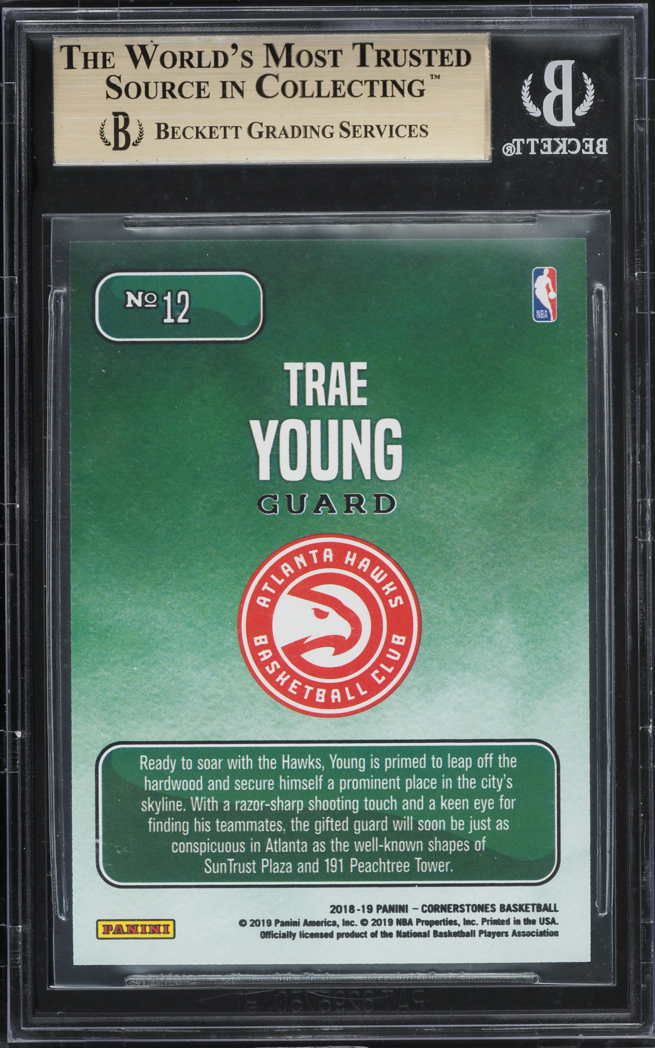 2018 Panini Cornerstones Downtown Trae Young ROOKIE #12 BGS 9.5 GEM MINT