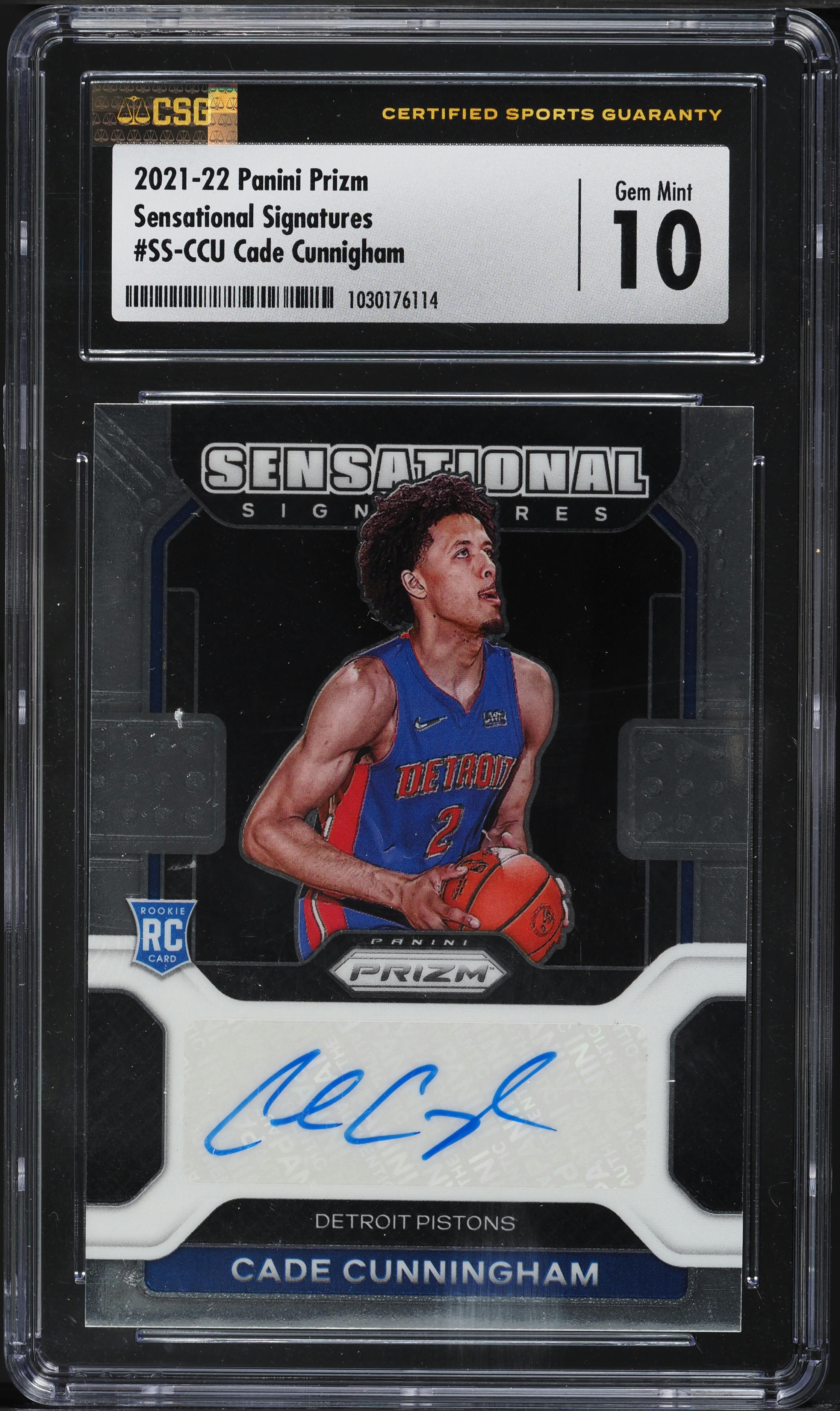 2021 Panini Prizm Sensational Signatures Cade Cunningham ROOKIE AUTO CSG 10 GEM