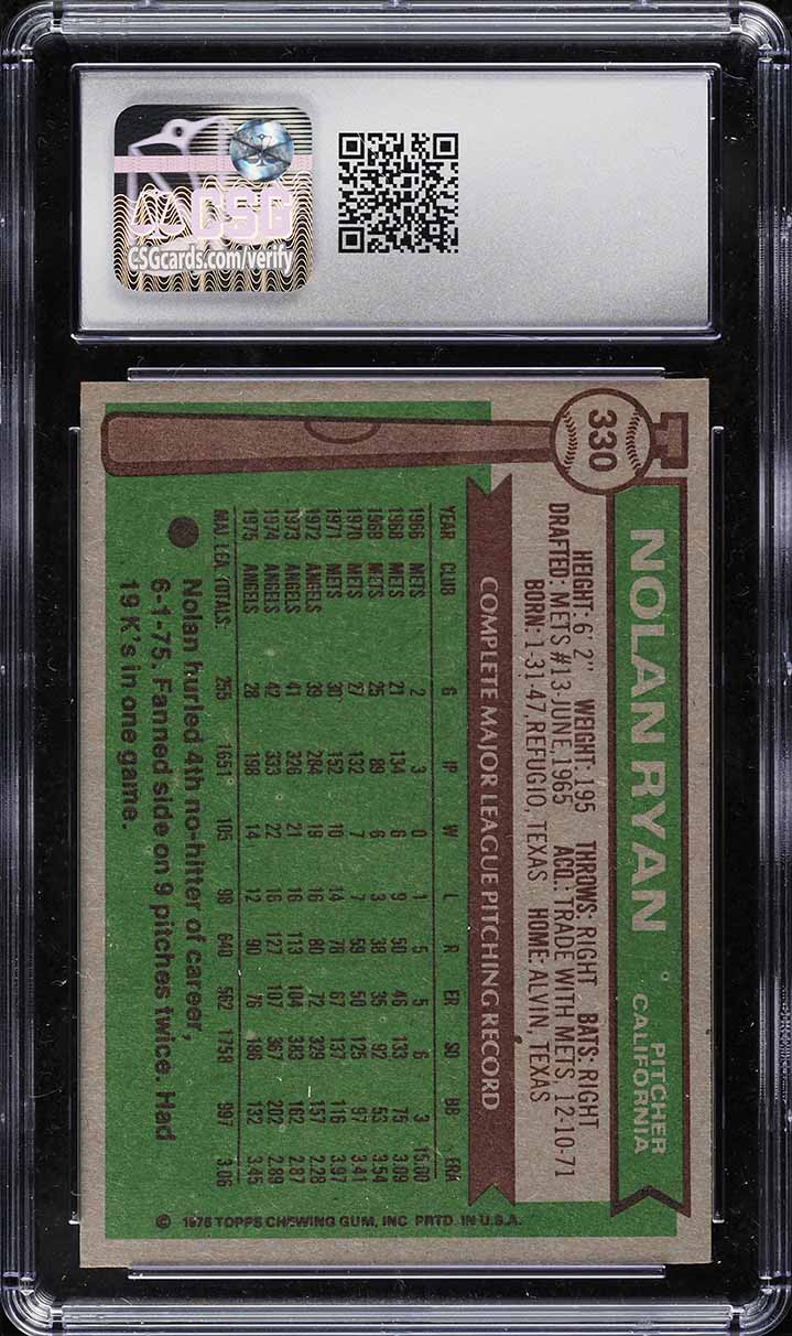 1976 Topps Nolan Ryan #330 CSG 8 NM-MT