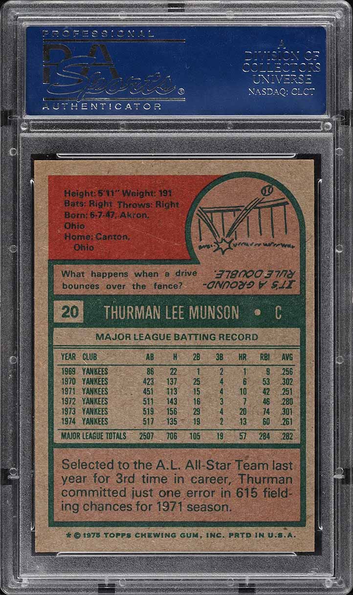 1975 Topps Thurman Munson #20 PSA 7 NRMT