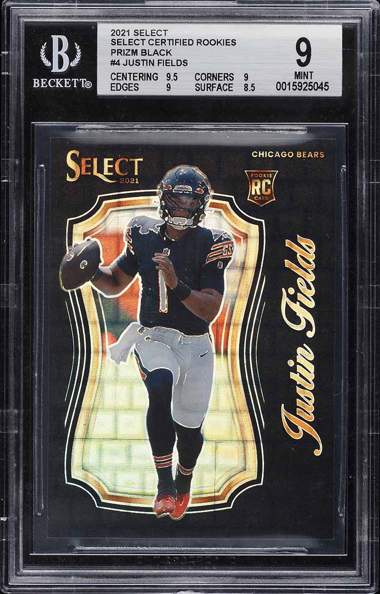 2021 Select Certified Rookies Black Prizm Justin Fields ROOKIE 1/1 #4 BGS 9 MINT