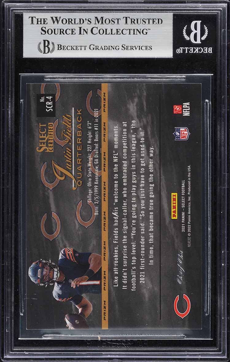2021 Select Certified Rookies Black Prizm Justin Fields ROOKIE 1/1 #4 BGS 9 MINT