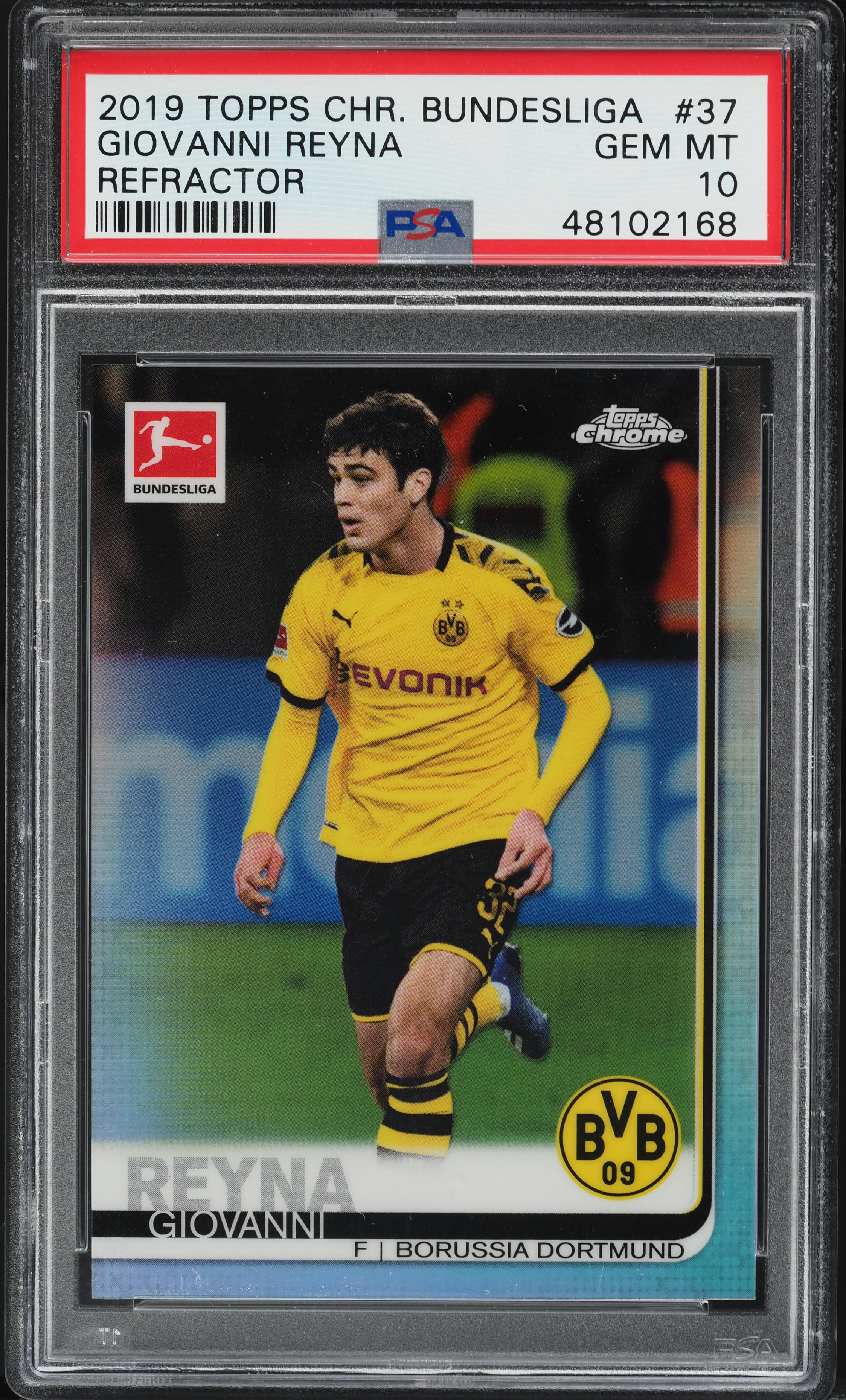 2019 Topps Chrome Bundesliga Refractor Giovanni Reyna ROOKIE #37 PSA 10 GEM MINT