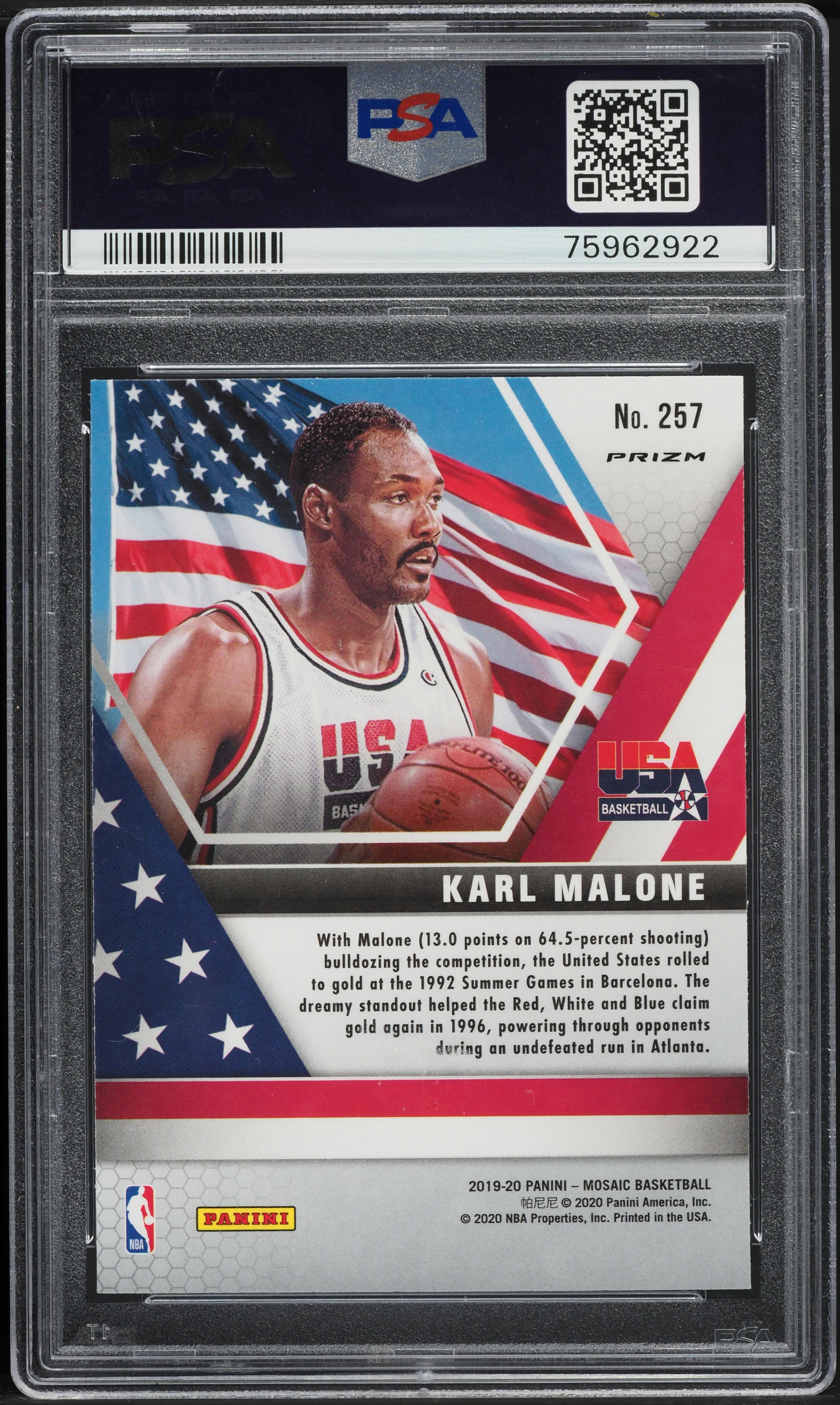 2019 Panini Mosaic Gold Wave Karl Malone #257 PSA 10 GEM MINT on