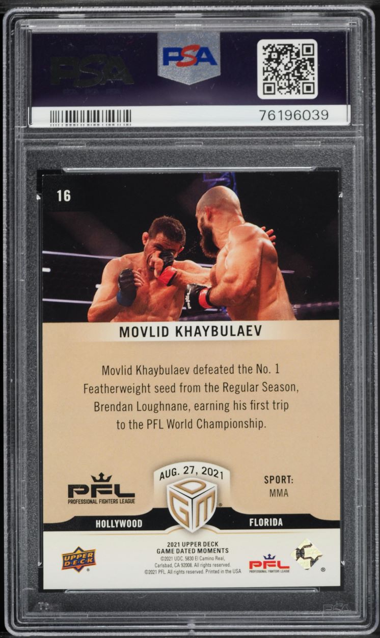 2021 Upper Deck Game Dated Moments Gold Movlid Khaybulaev #16 PSA 9 MINT