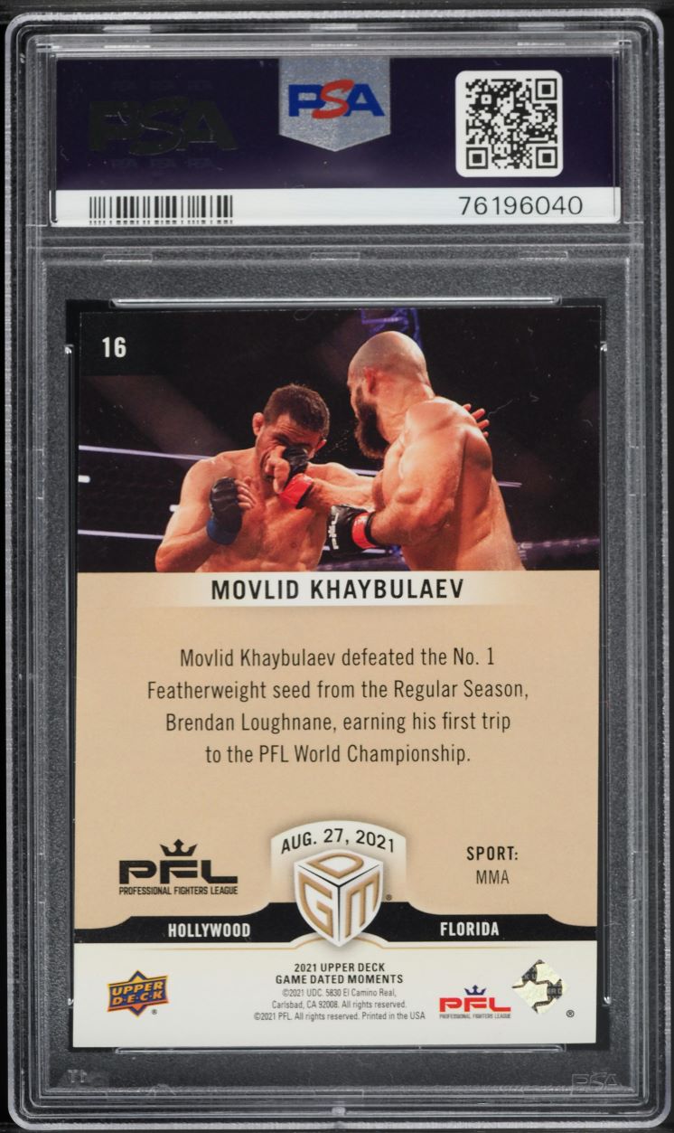 2021 Upper Deck Game Dated Moments Gold Movlid Khaybulaev #16 PSA 8 NM-MT