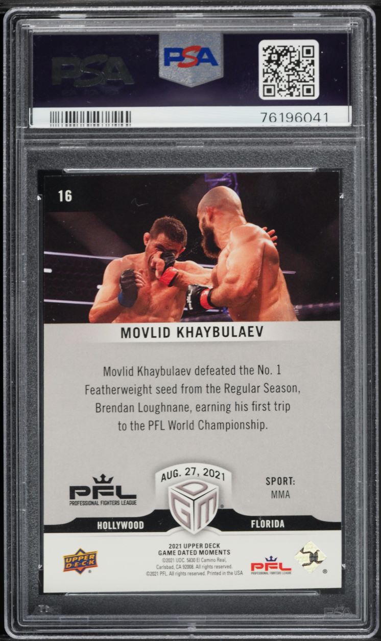2021 Upper Deck Game Dated Moments Silver Movlid Khaybulaev #16 PSA 9 MINT
