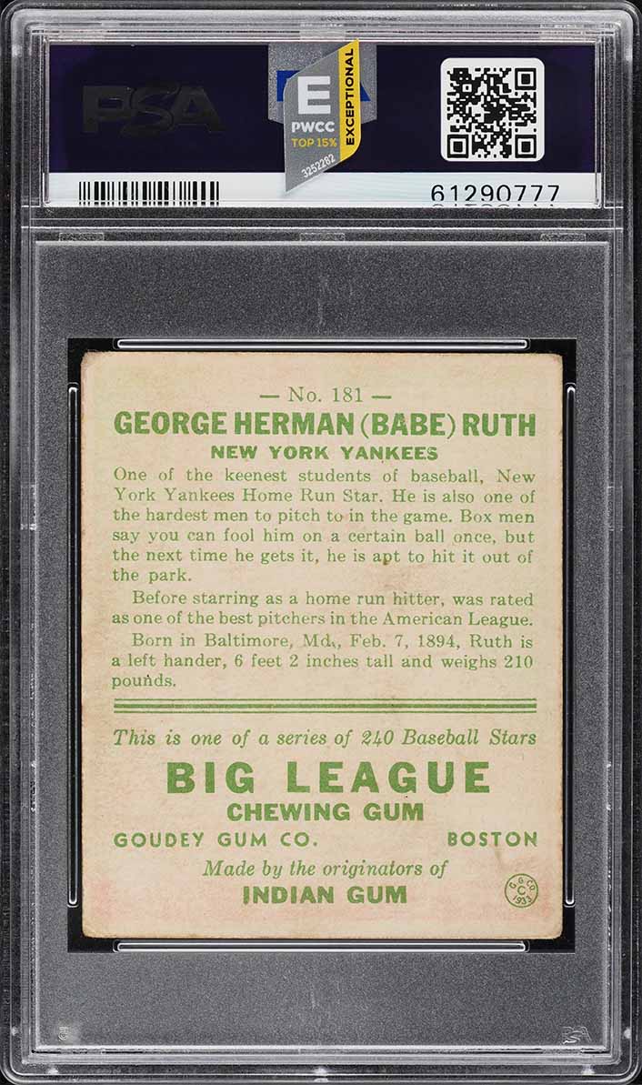 1933 Goudey Babe Ruth #181 PSA 2.5 GD+ (PWCC-E)