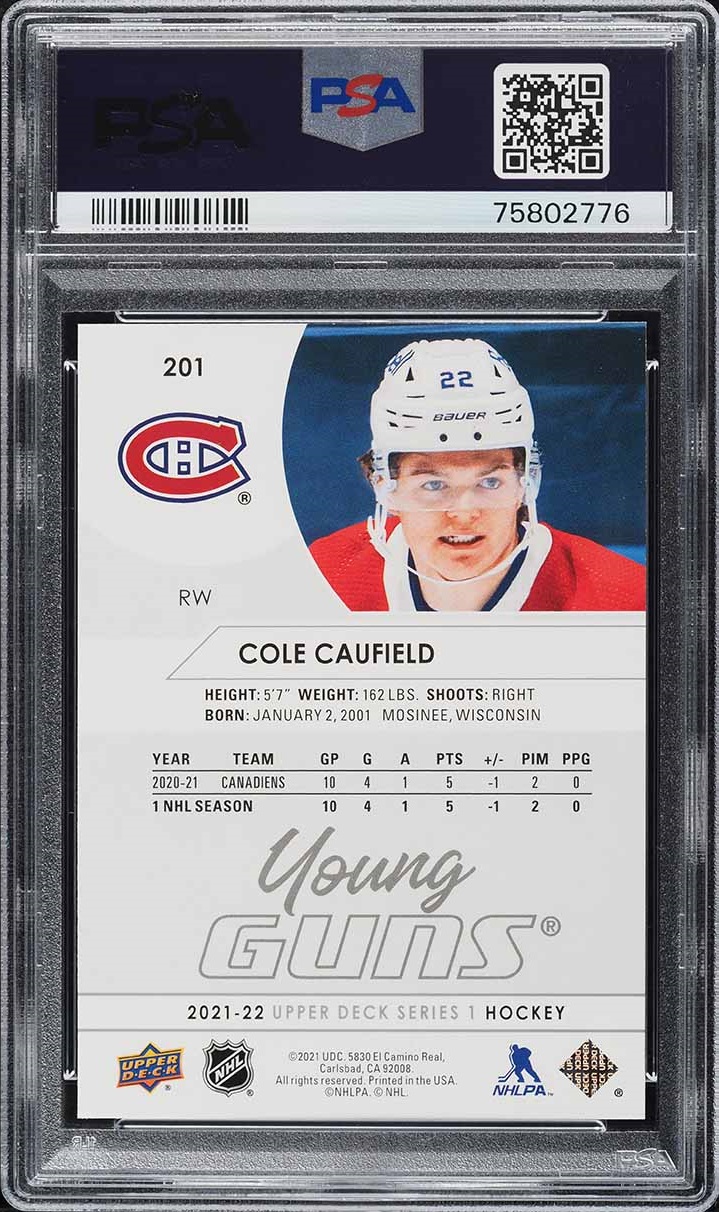2021 Upper Deck Young Guns Cole Caufield ROOKIE #201 PSA 10 GEM MINT