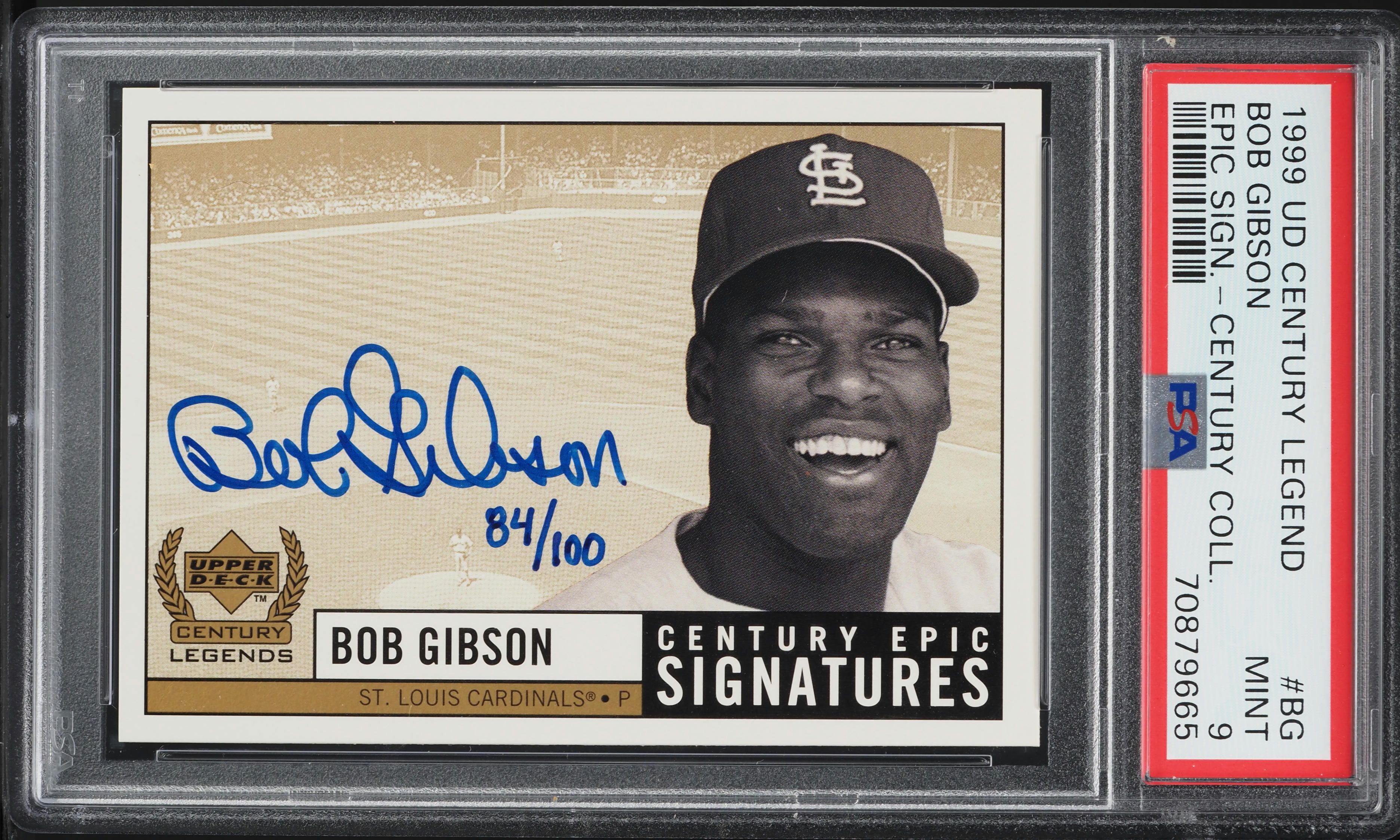 1999 Upper Deck Century Legends Epic Century Coll. Bob Gibson AUTO /100 PSA 9