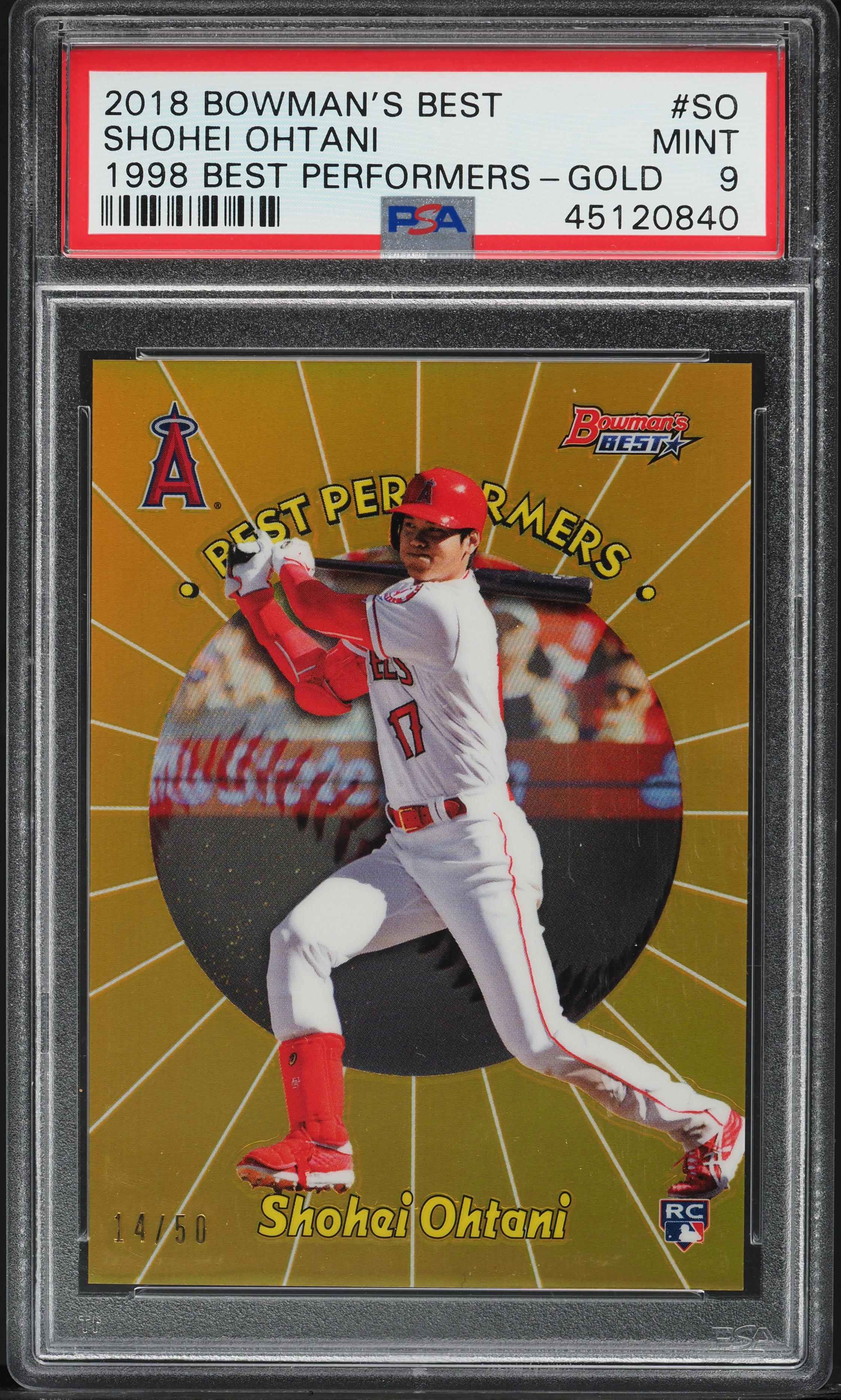 2018 Bowman's Best '98 Best Performers Gold Shohei Ohtani ROOKIE