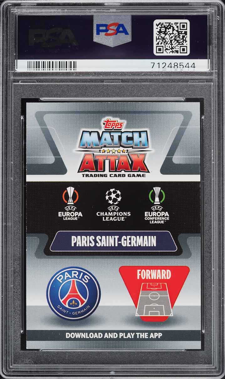 2021 Topps Match Attax Extra UEFA Power Attack Kylian Mbappe Messi Neymar PSA 9