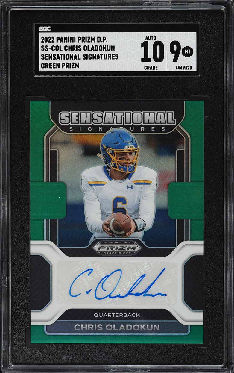 2022 Panini Prizm Draft Sensational Green Chris Oladokun ROOKIE AUTO SGC 9 MINT