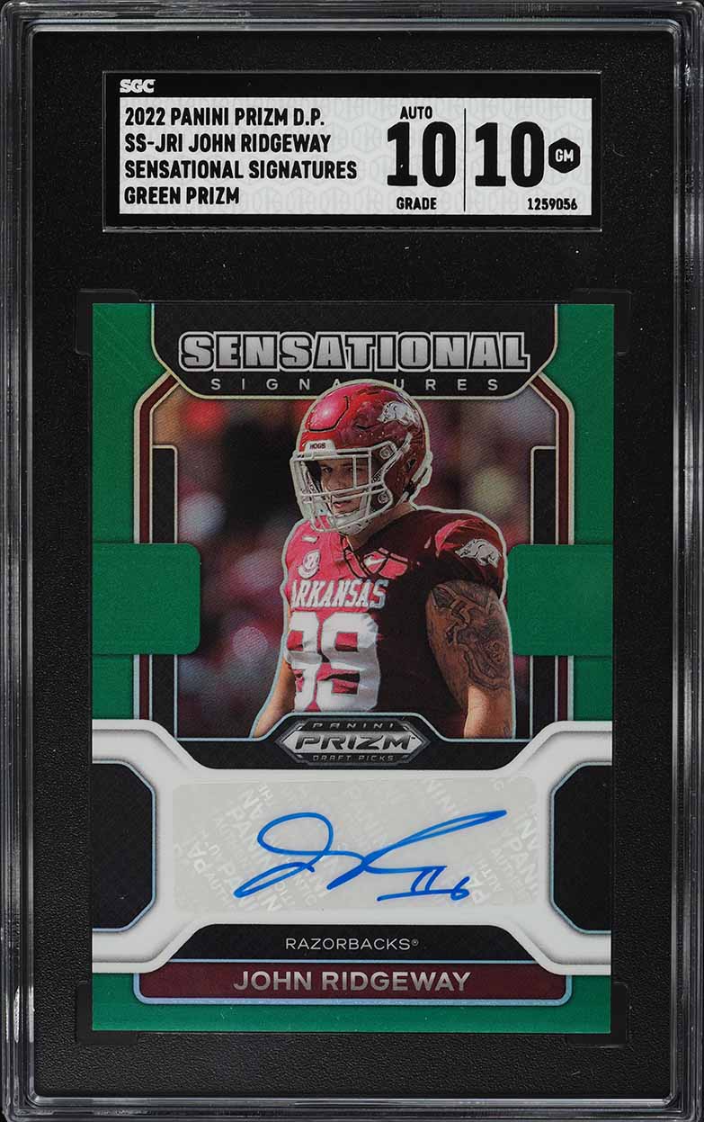2022 Panini Prizm Draft Sensational Green John Ridgeway ROOKIE AUTO SGC 10