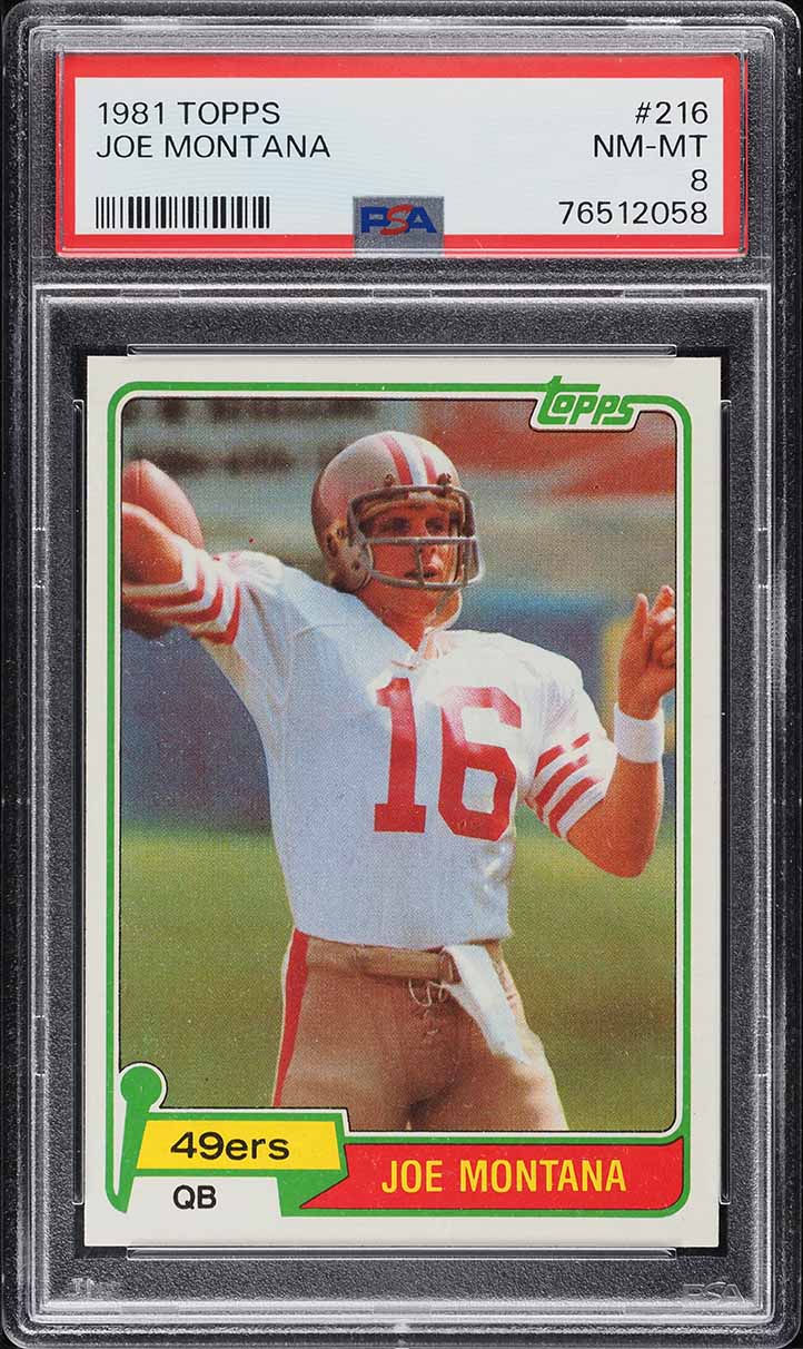 1981 Topps Football Joe Montana ROOKIE #216 PSA 8 NM-MT
