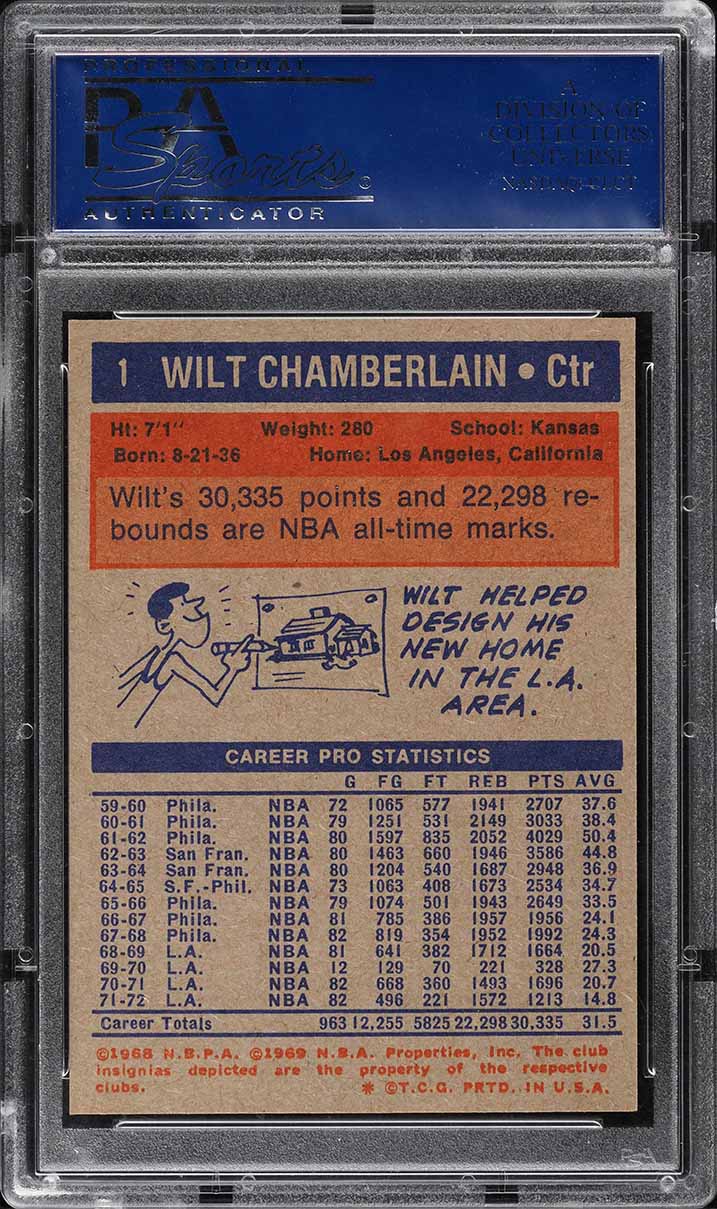 1972 Topps Basketball Wilt Chamberlain #1 PSA 9 MINT