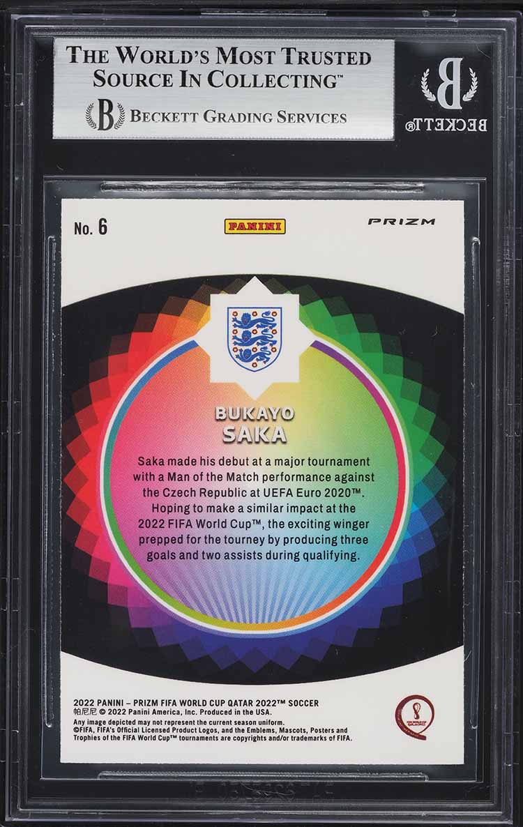 2022 Panini Prizm World Cup Color Wheel Bukayo Saka #6 BGS 9 MINT