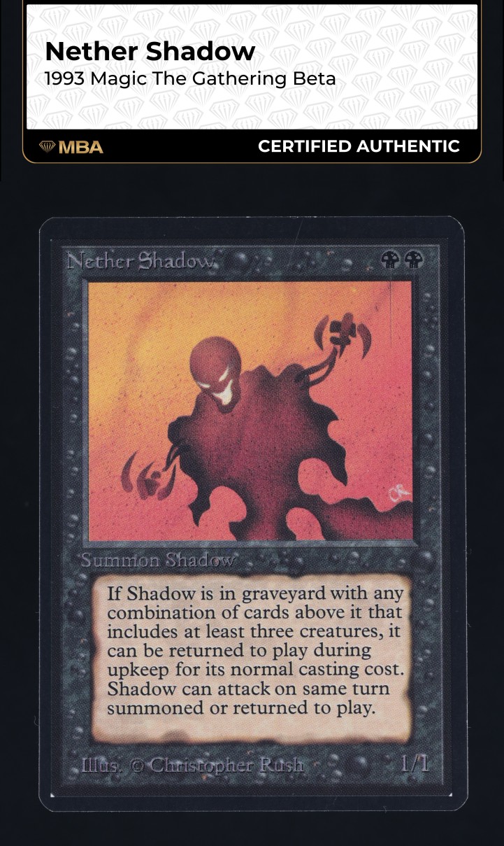 1993 Magic The Gathering MTG Beta Nether Shadow MBA AUTH