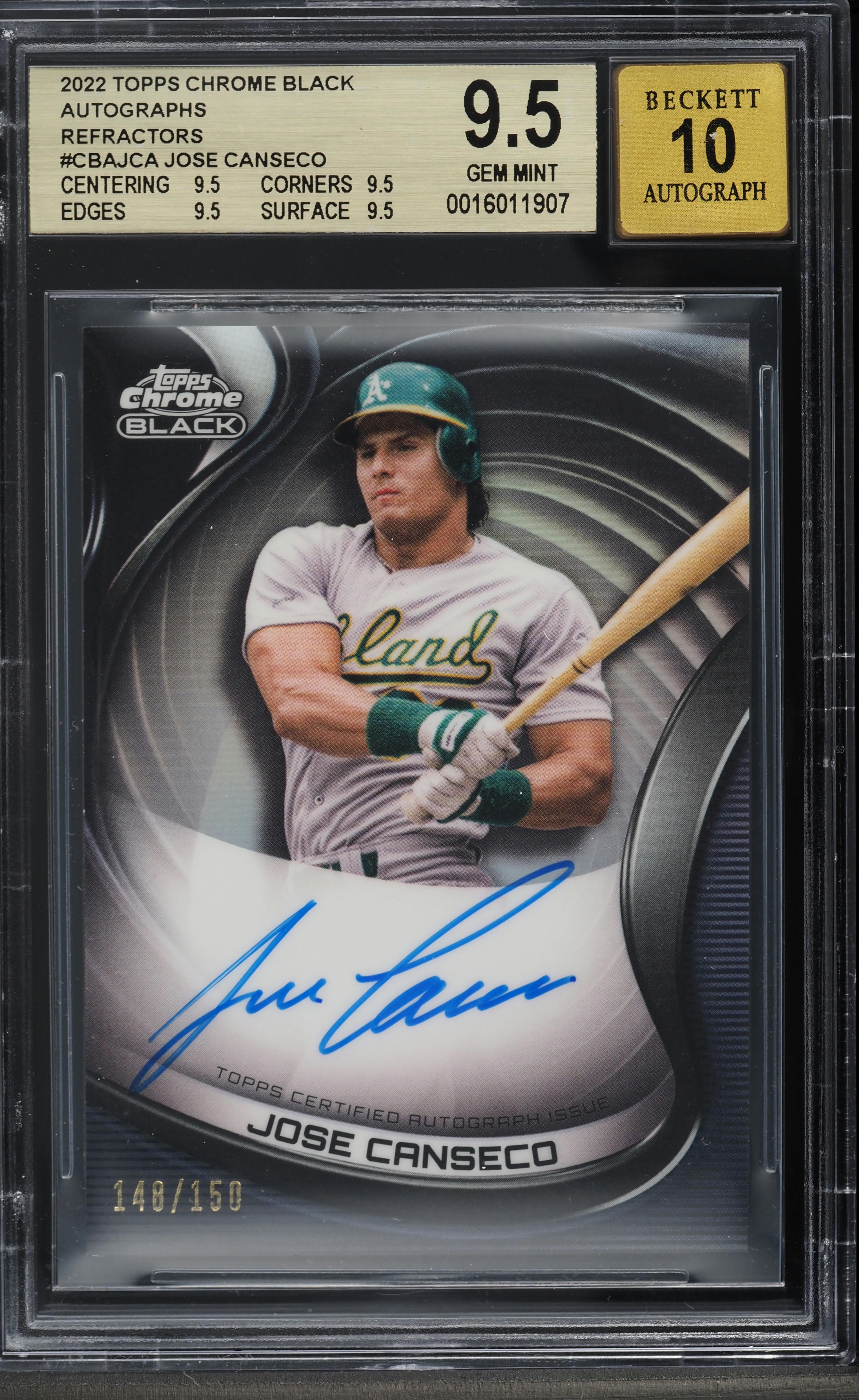 2022 Topps Chrome Black Refractor Jose Canseco AUTO /150 #CBA-JCA