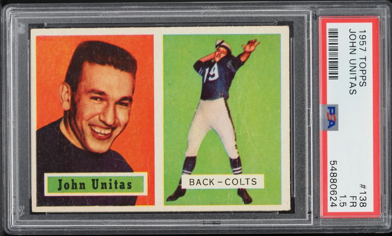 1957 Topps Football Johnny Unitas ROOKIE #138 PSA 1.5 FR