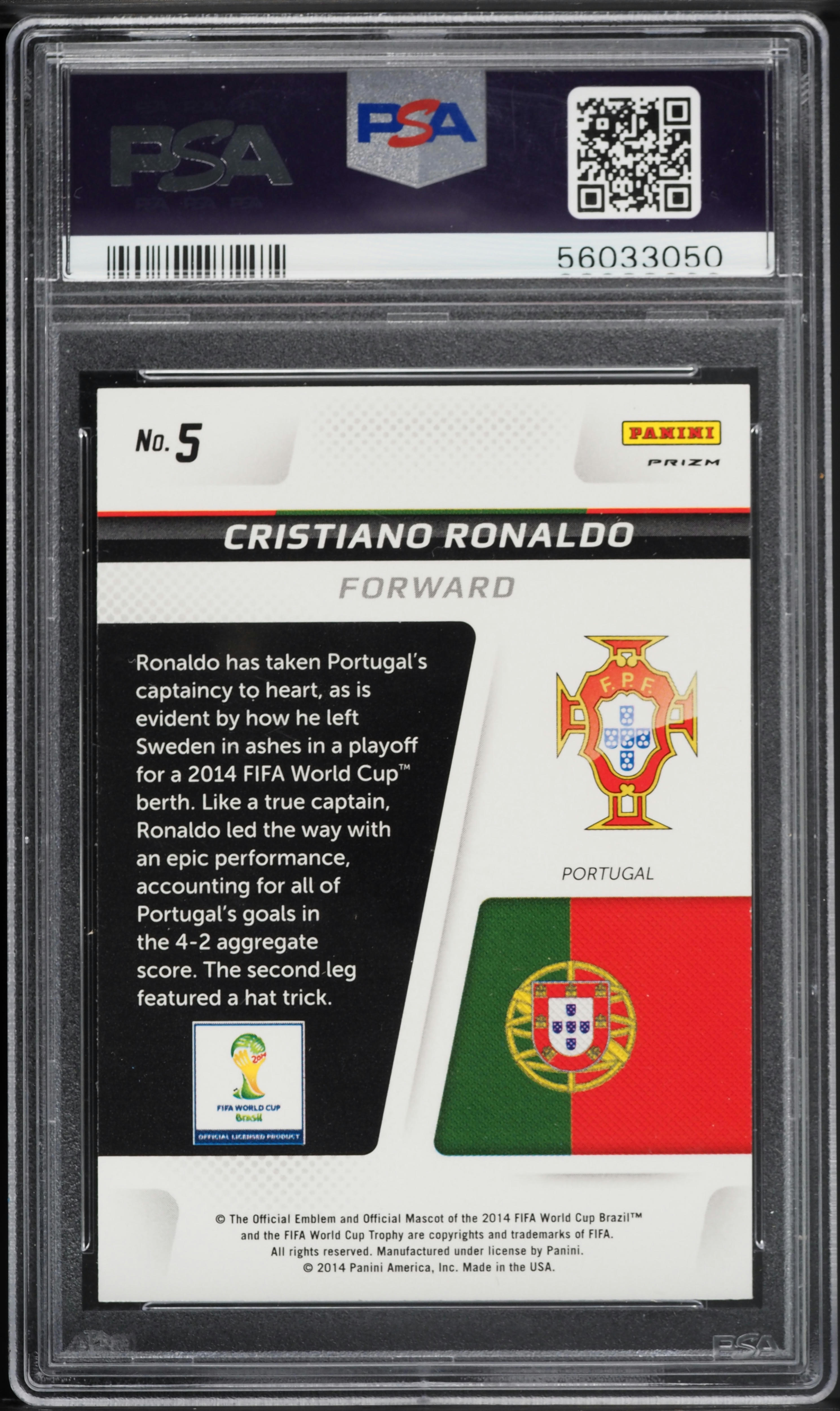 2014 Panini Prizm World Cup Captains Silver Cristiano Ronaldo #5