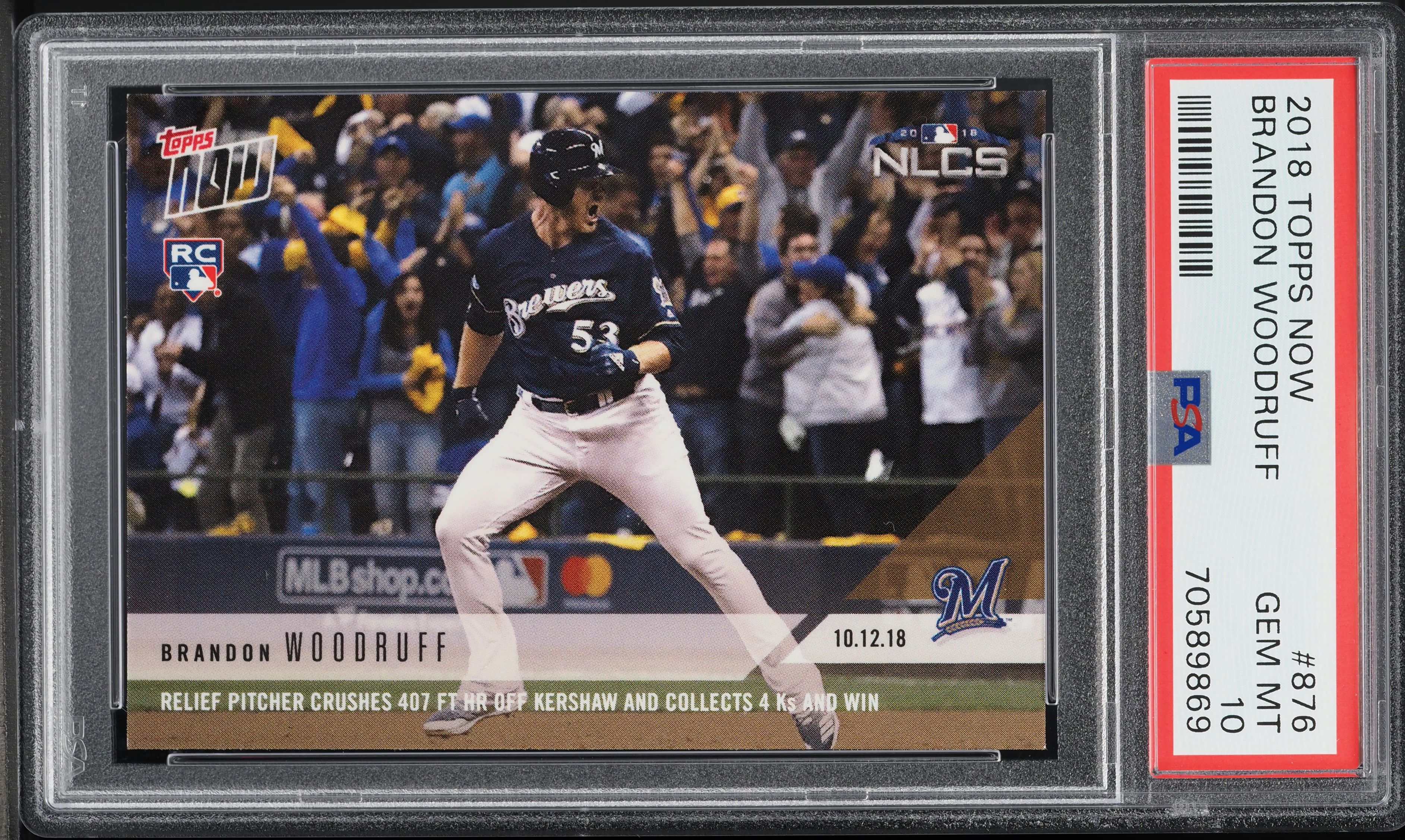 2018 Topps Now Brandon Woodruff ROOKIE #876 PSA 10 GEM MINT on