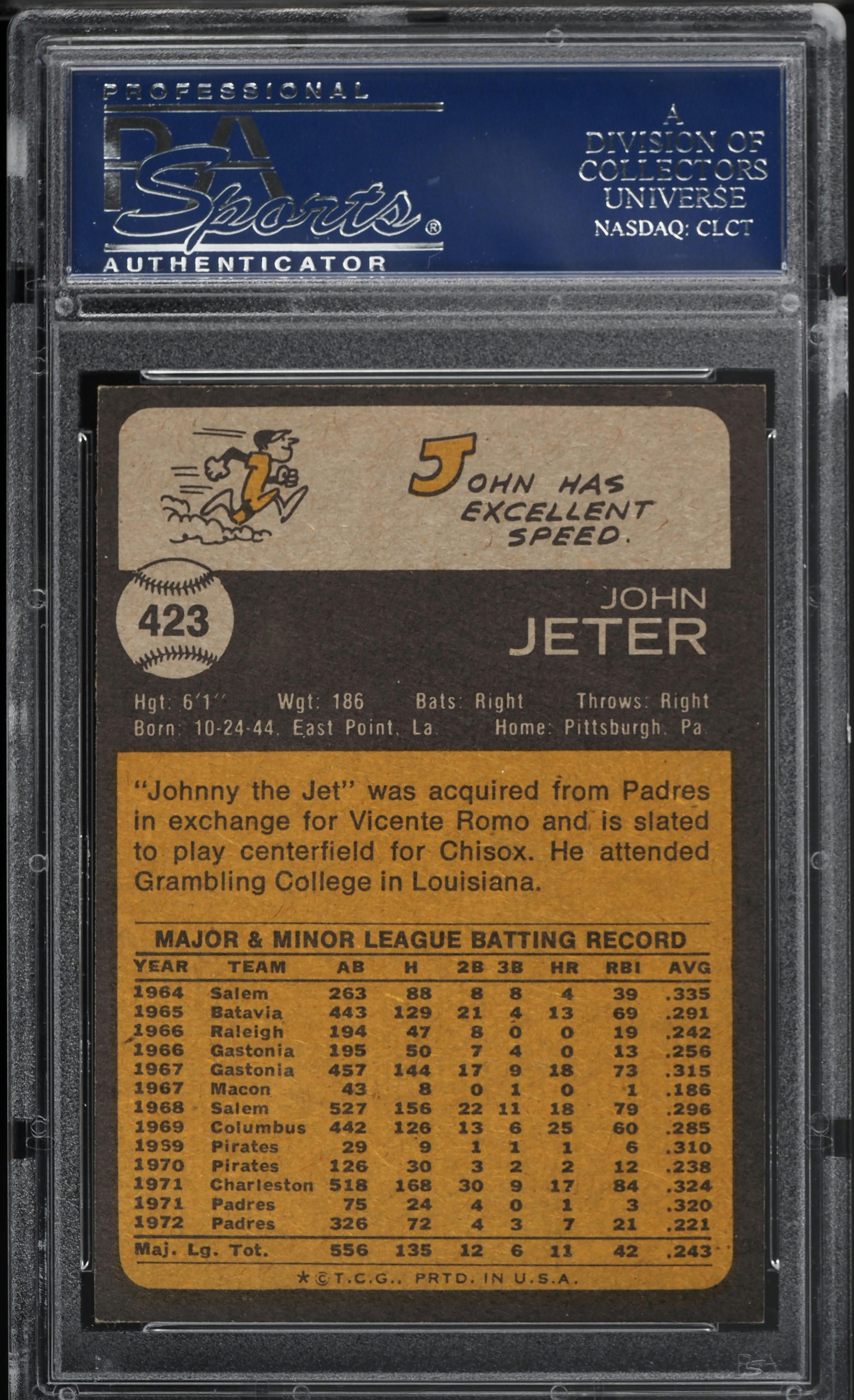 1973 Topps Johnny Jeter #423 PSA 8 NM-MT