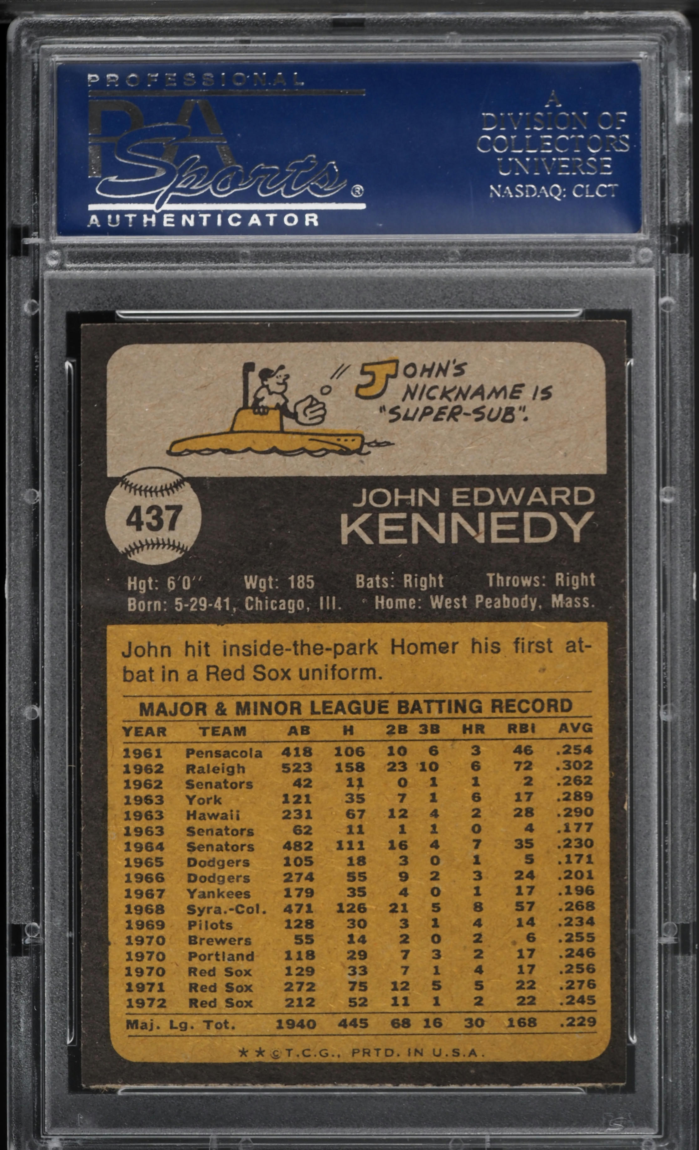 1973 Topps John Kennedy #437 PSA 8 NM-MT