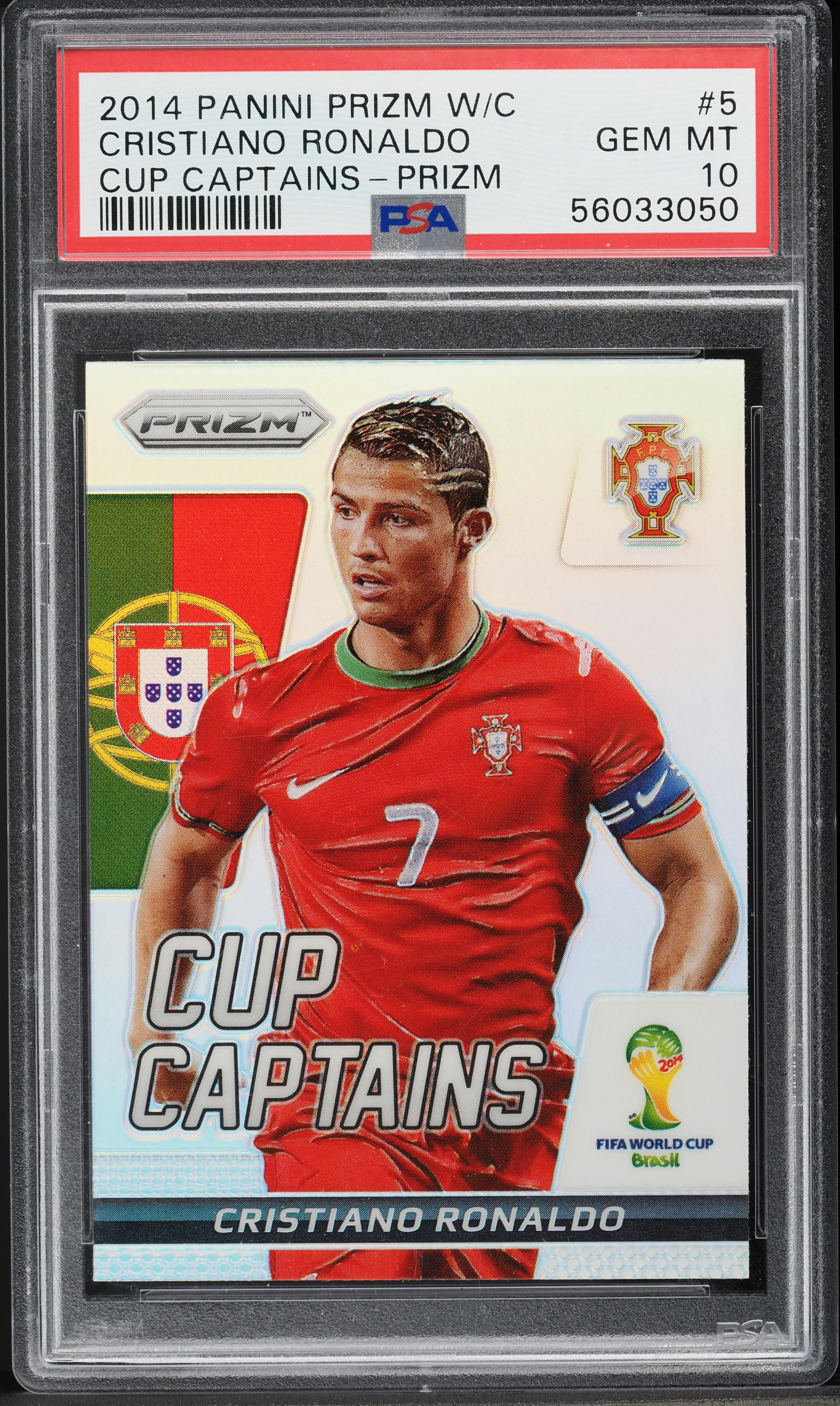 2014 Panini Prizm World Cup Captains Silver Cristiano Ronaldo #5 PSA 10 GEM MINT