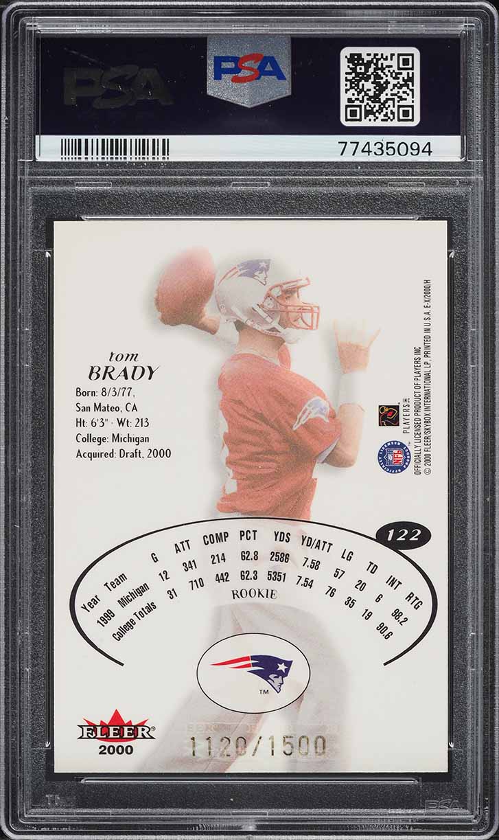 2000 Fleer E-X Tom Brady ROOKIE /1500 #122 PSA 9 MINT