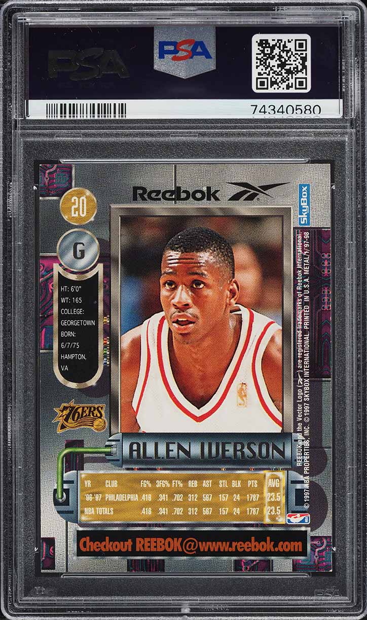 1997 Metal Universe Reebok Bronze Allen Iverson #20 PSA 6 EXMT