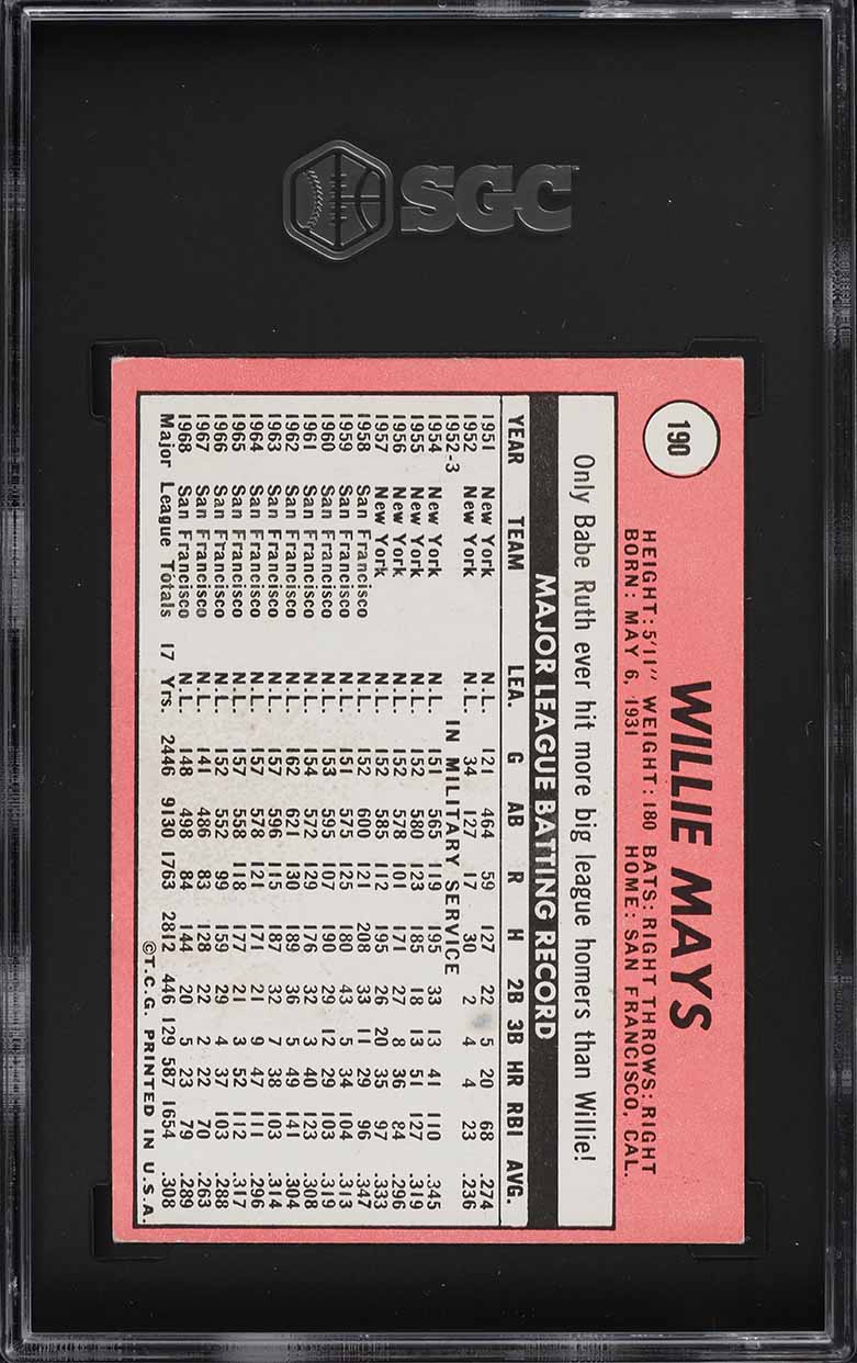 1969 Topps Willie Mays #190 SGC 5.5 EX+