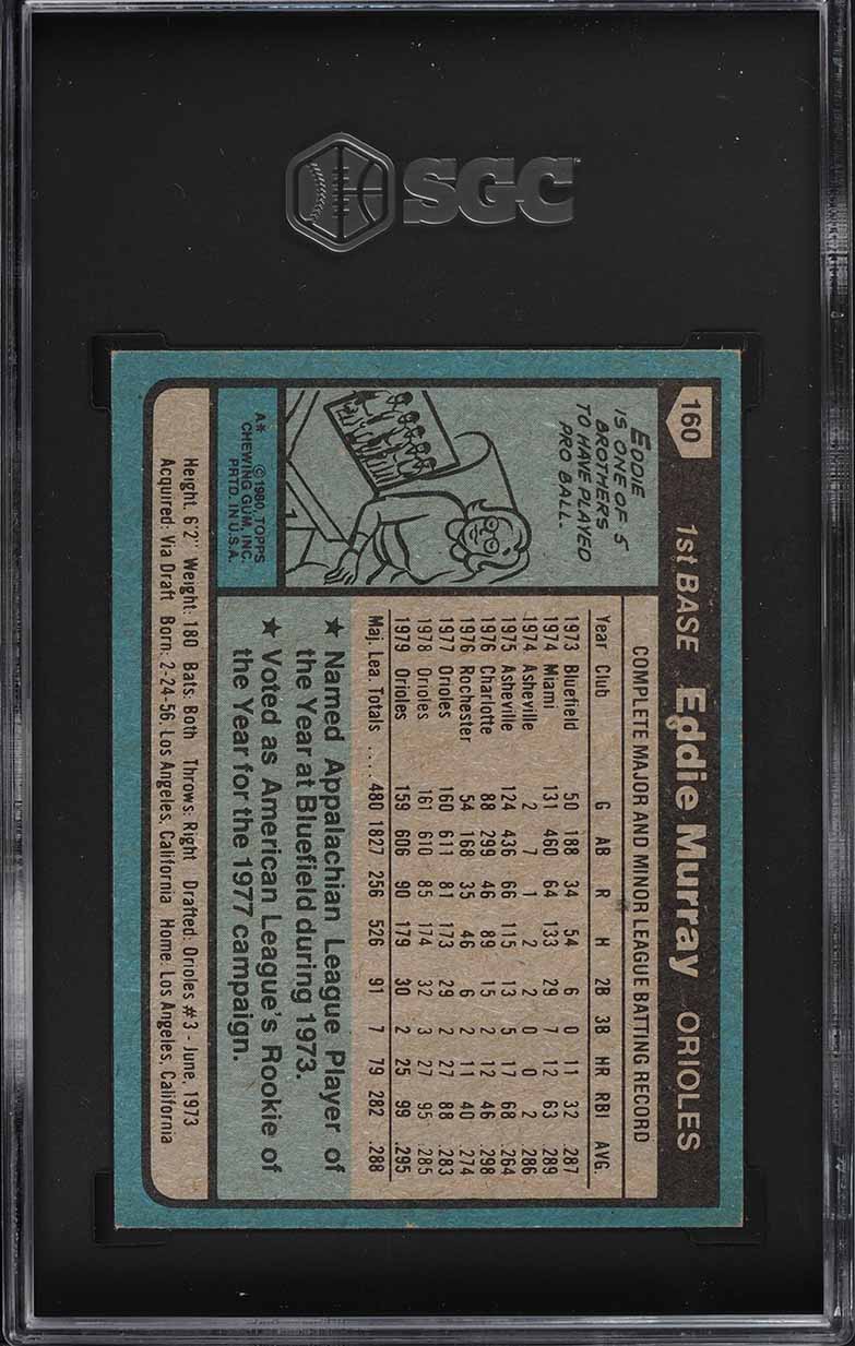 1980 Topps Eddie Murray #160 SGC 8.5 NM-MT+