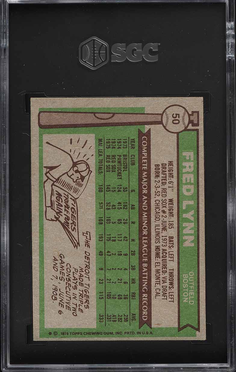 1976 Topps Fred Lynn #50 SGC 7 NRMT