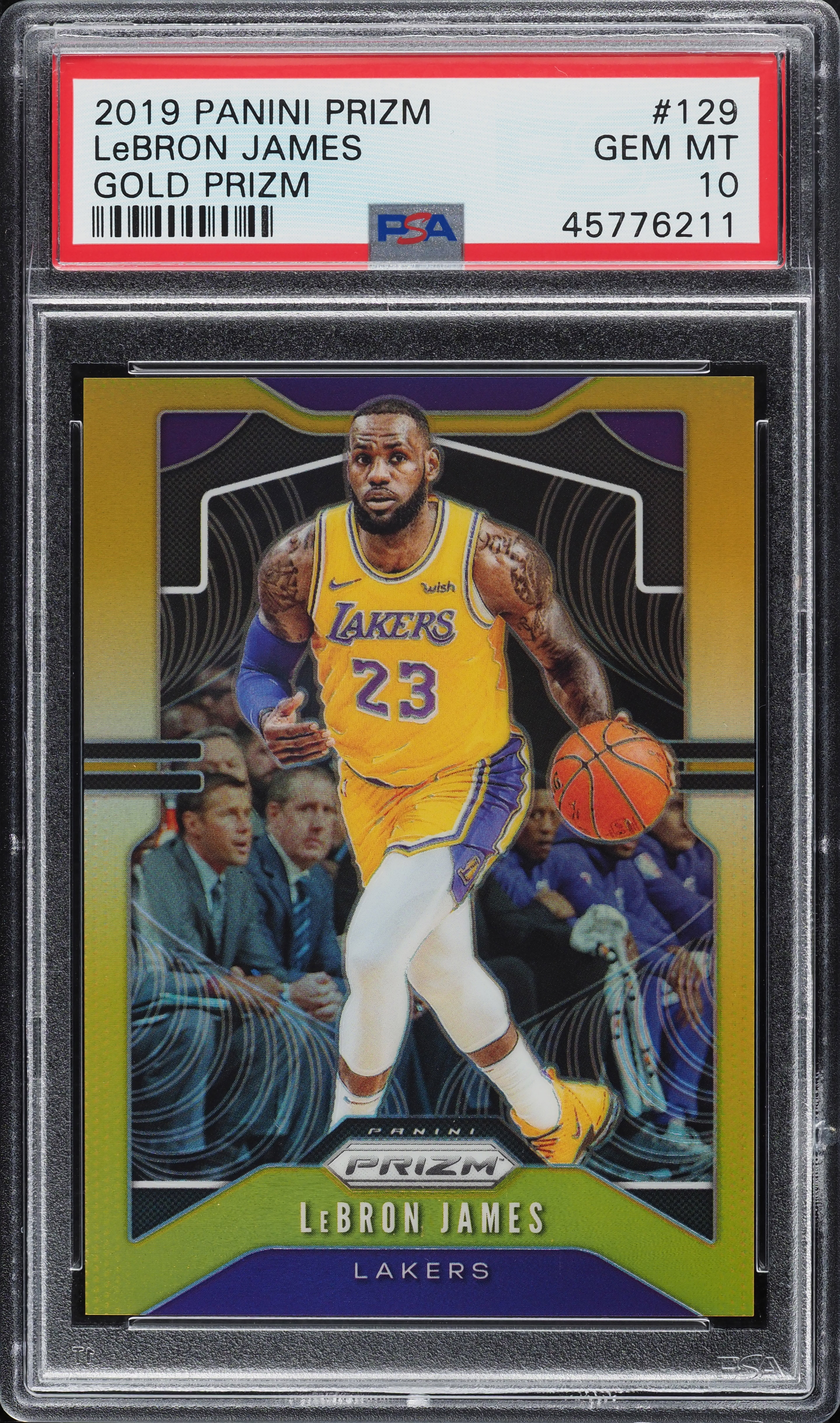 2019 Panini Prizm Gold LeBron James 10/10 #129 PSA 10 GEM MINT on
