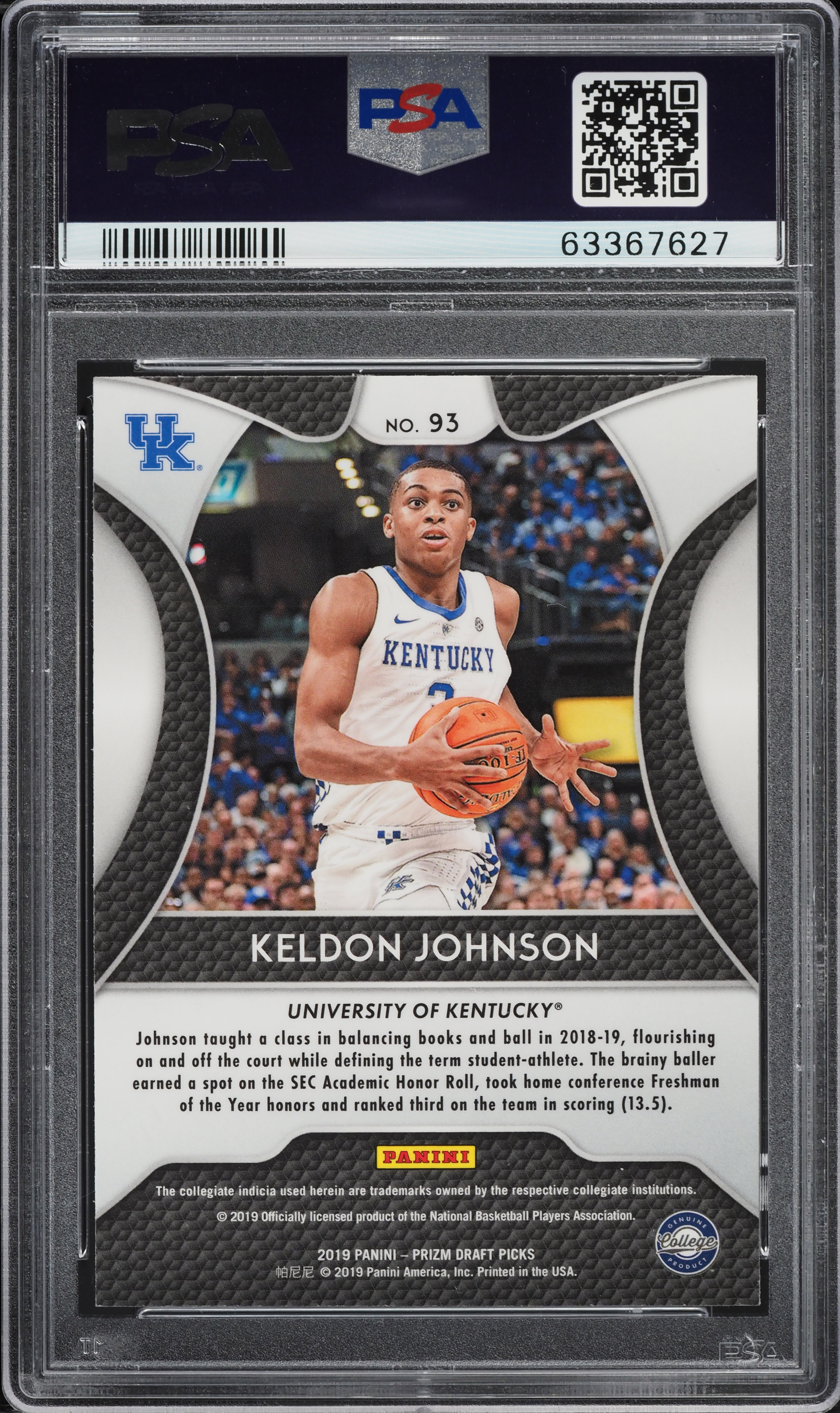 2019 Panini Prizm Draft Picks Keldon Johnson ROOKIE #93 PSA 10 GEM