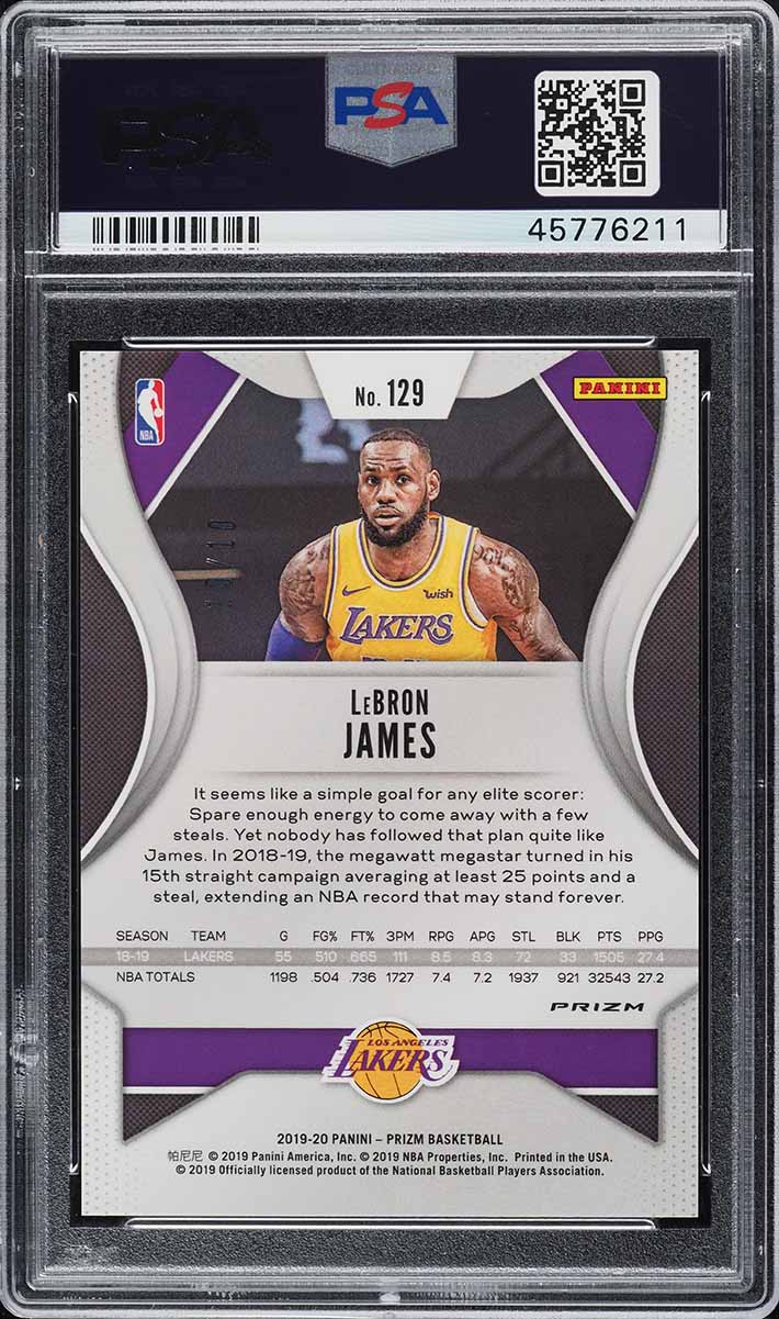 2019 Panini Prizm Gold LeBron James 10/10 #129 PSA 10 GEM MINT