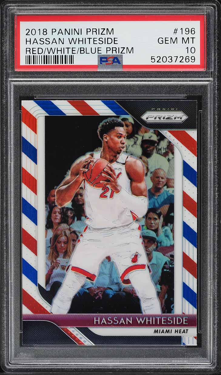 2018 Panini Prizm Basketball Prizms Red White Blue Hassan Whiteside #196 PSA 10