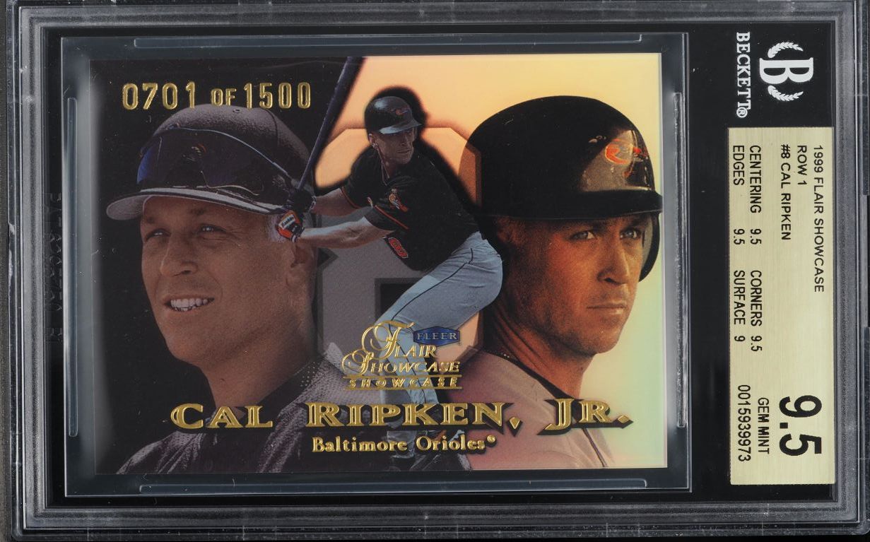 1999 Flair Showcase Row 1 Cal Ripken /1500 #8 BGS 9.5 GEM MINT