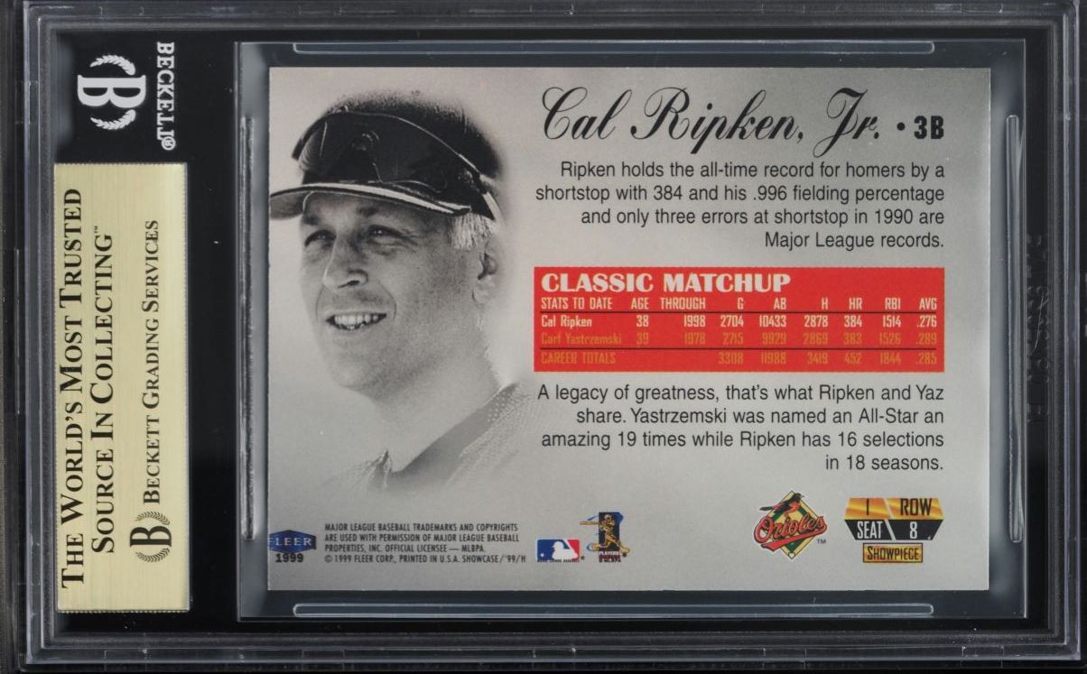 1999 Flair Showcase Row 1 Cal Ripken /1500 #8 BGS 9.5 GEM MINT