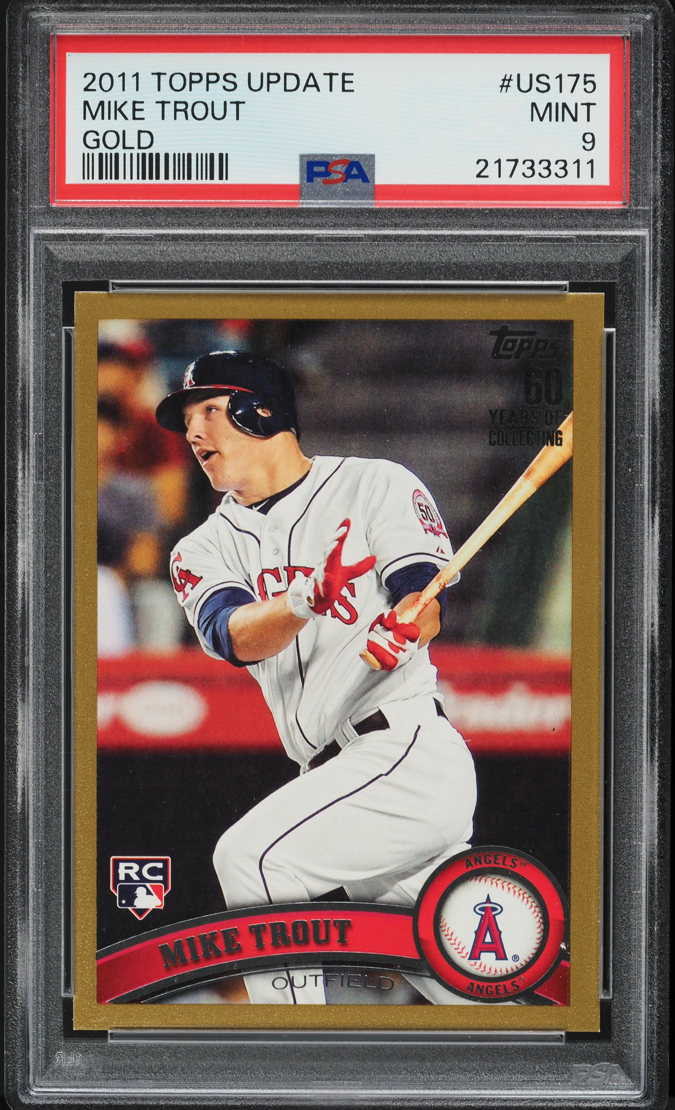 2011 Topps Update Gold Mike Trout ROOKIE /2011 #US175 PSA 9 MINT