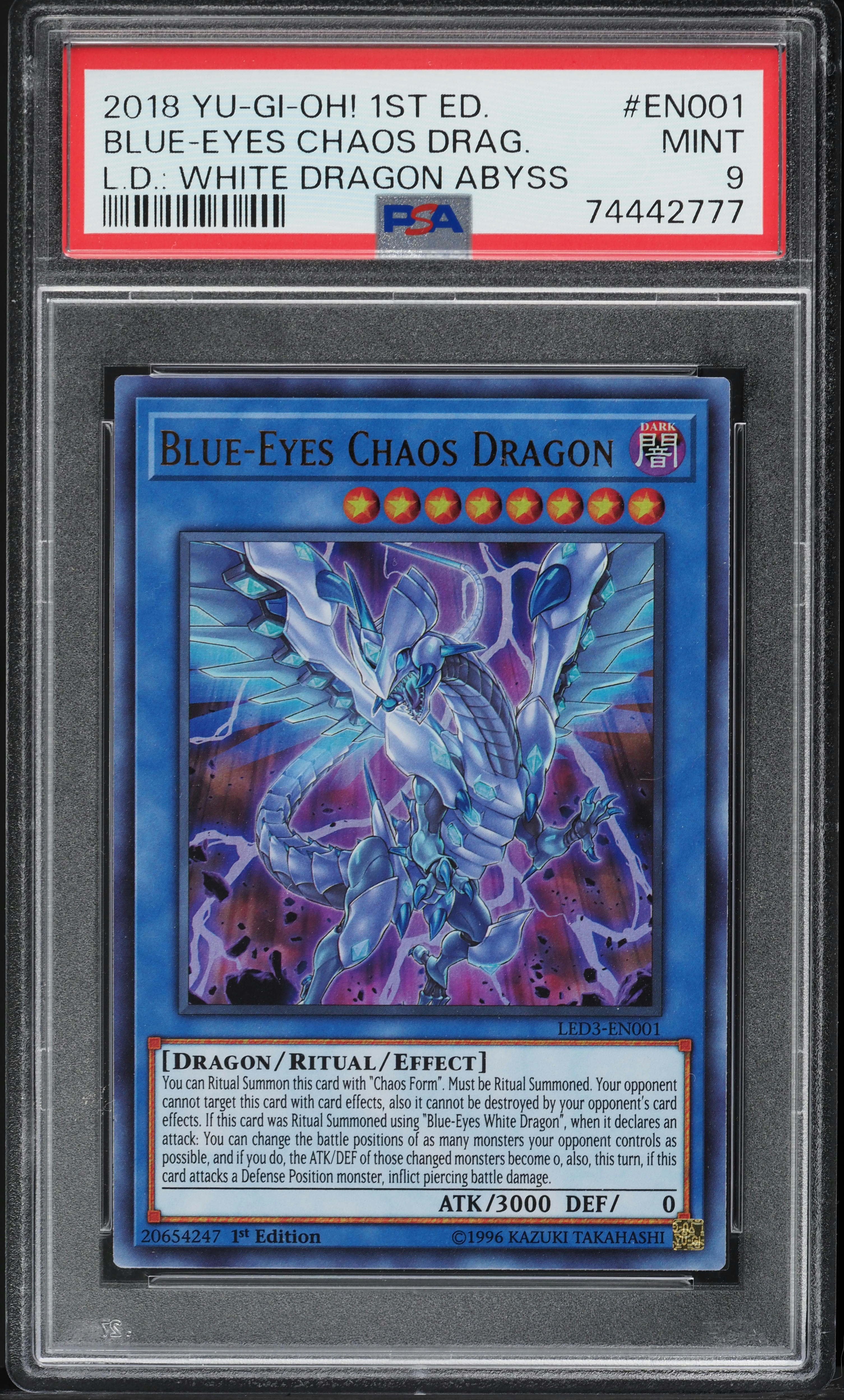 2018 Yu-Gi-Oh! LED3 1st Edition Blue-Eyes Chaos Dragon #LED3-EN001