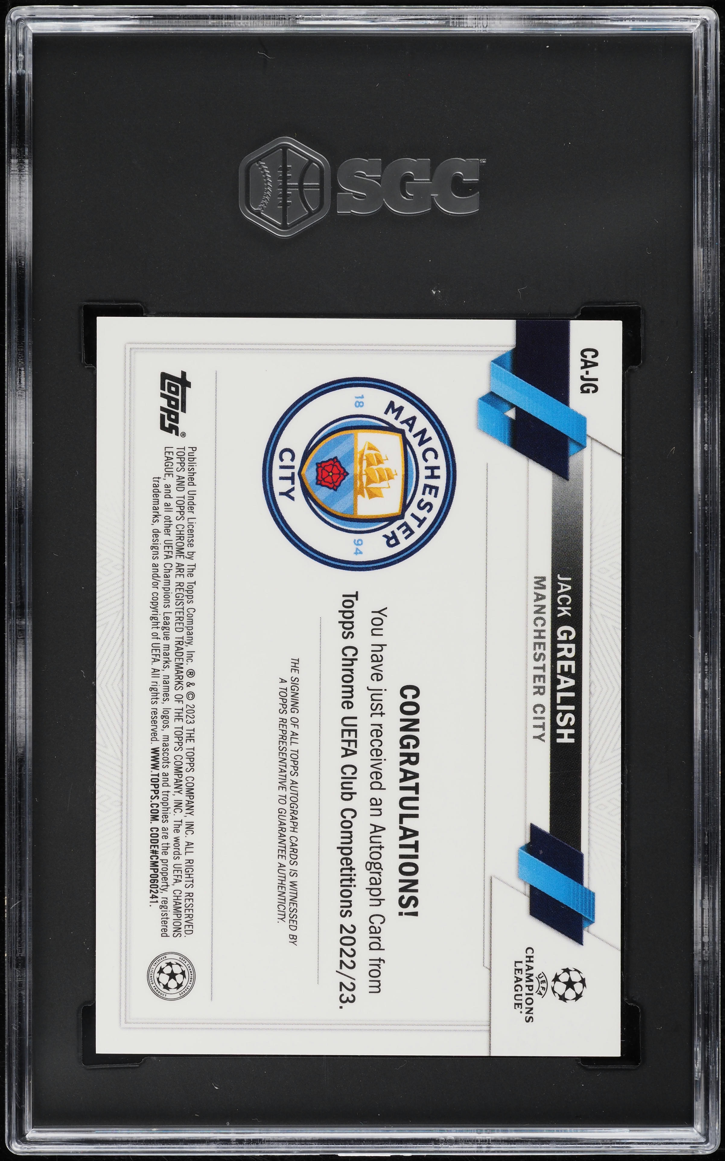 2022 Topps Chrome UEFA Gold Lava Refractor Jack Grealish AUTO #CA