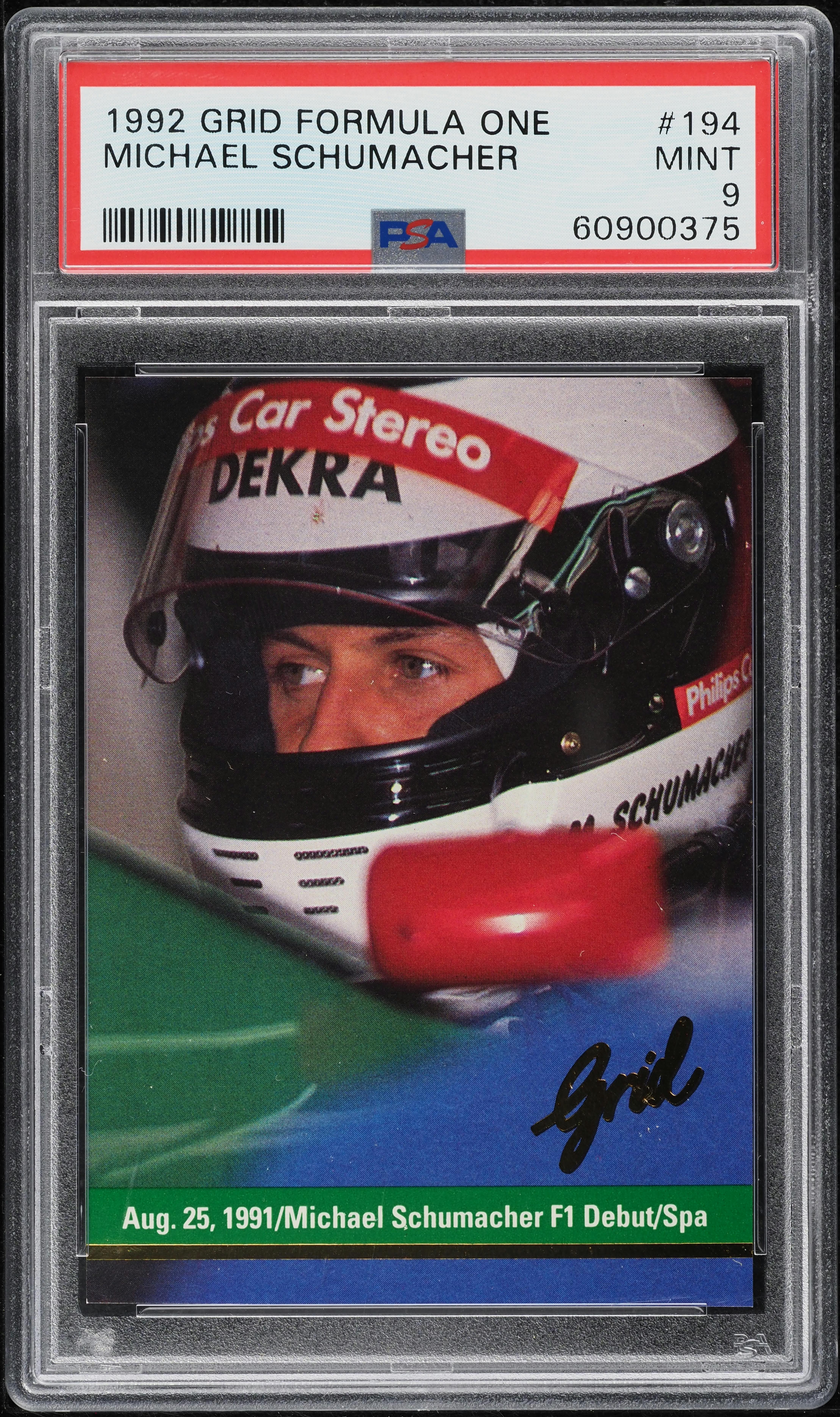 1992 Grid Formula 1 F1 Michael Schumacher ROOKIE #194 PSA 9 MINT 