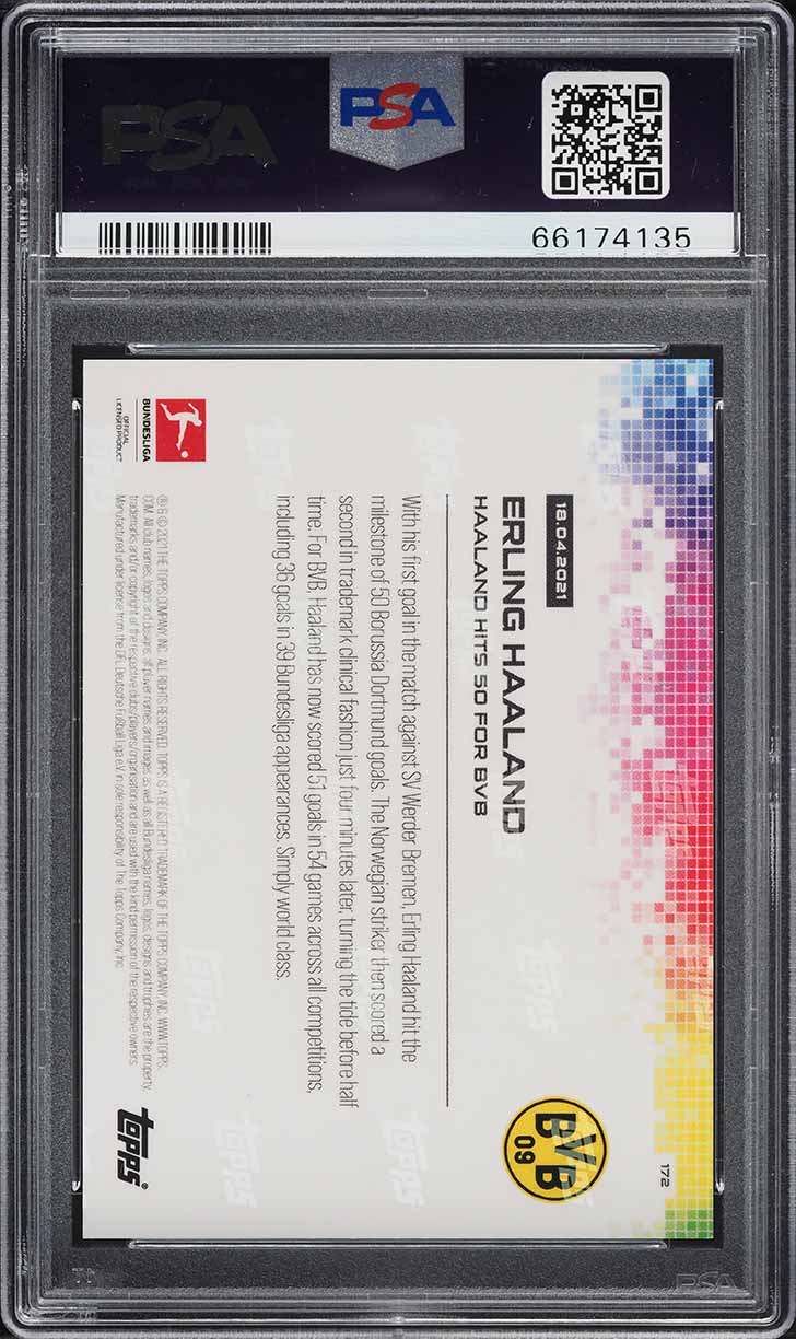 2020 Topps Now Bundesliga Yellow Erling Haaland /99 #172 PSA 10 GEM MINT